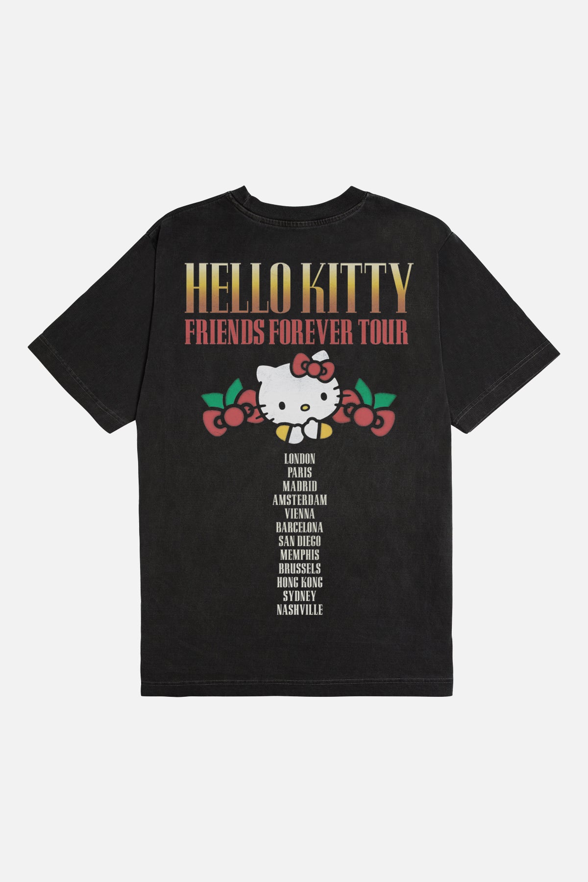 Hello Kitty And Roses T-shirt in Washed Black