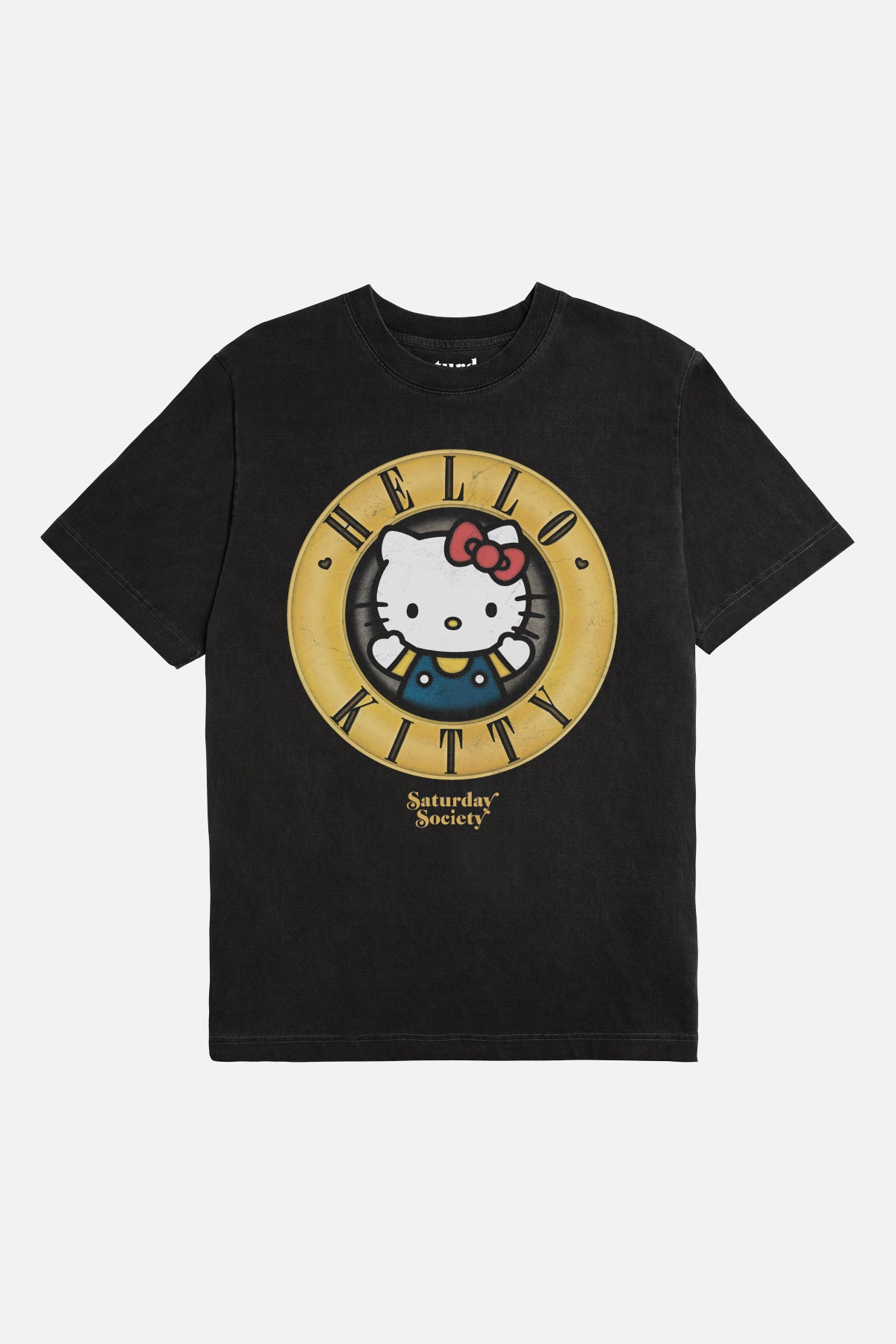 Hello Kitty And Roses T-shirt in Washed Black Womens Saturday