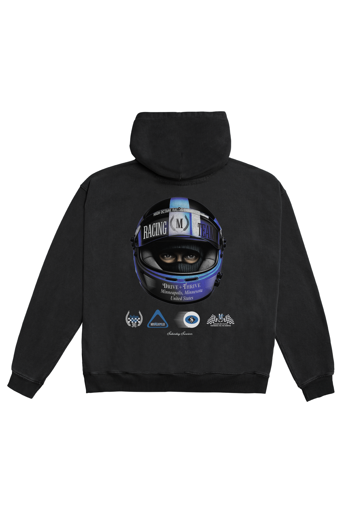 Saturday Society Minneapolis Racing Hoodie in Washed Black