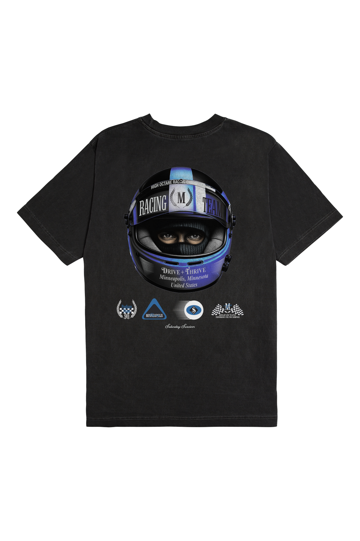 Saturday Society Minneapolis Racing T-shirt in Washed Black