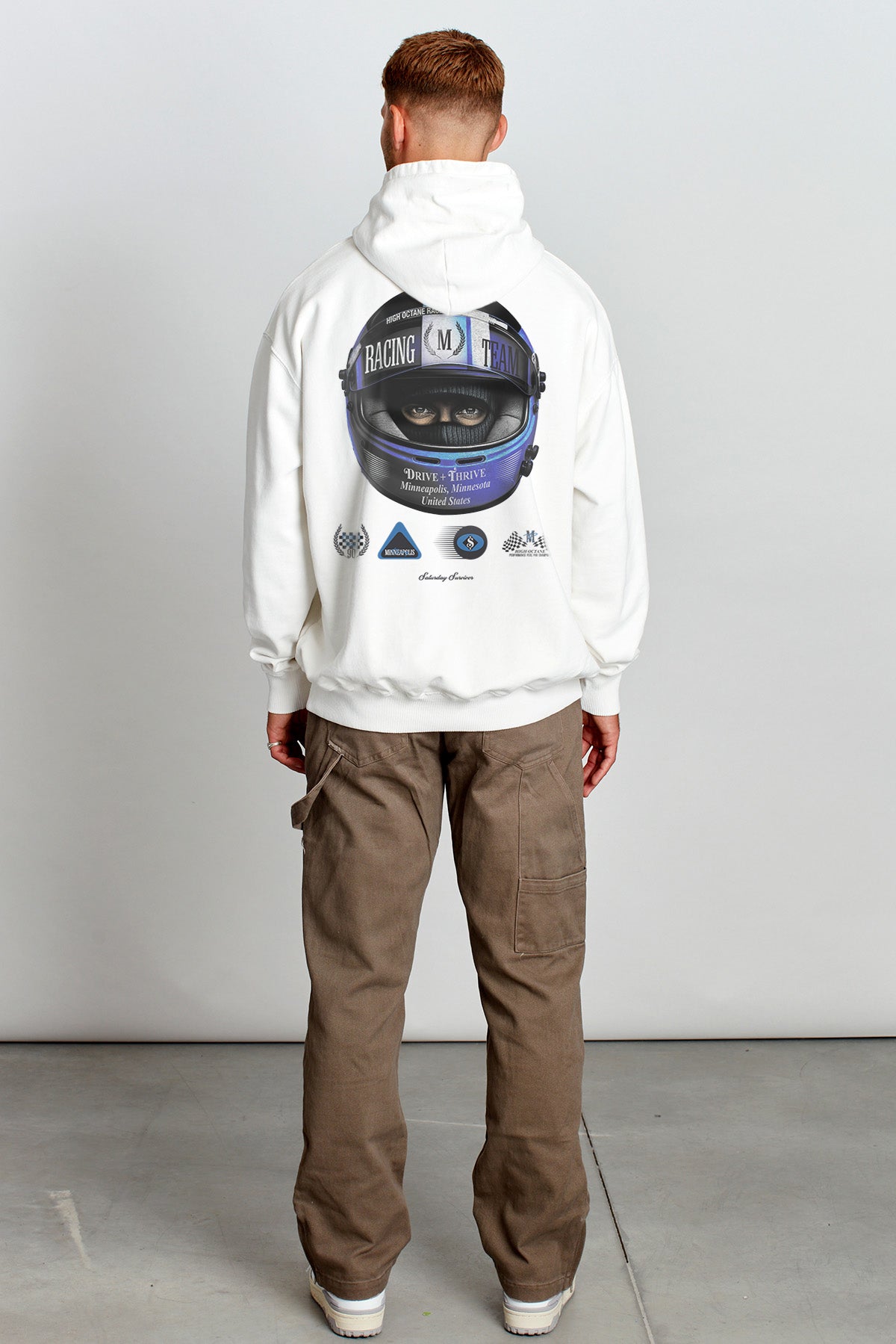 Saturday Society Minneapolis Racing Hoodie in Vintage White