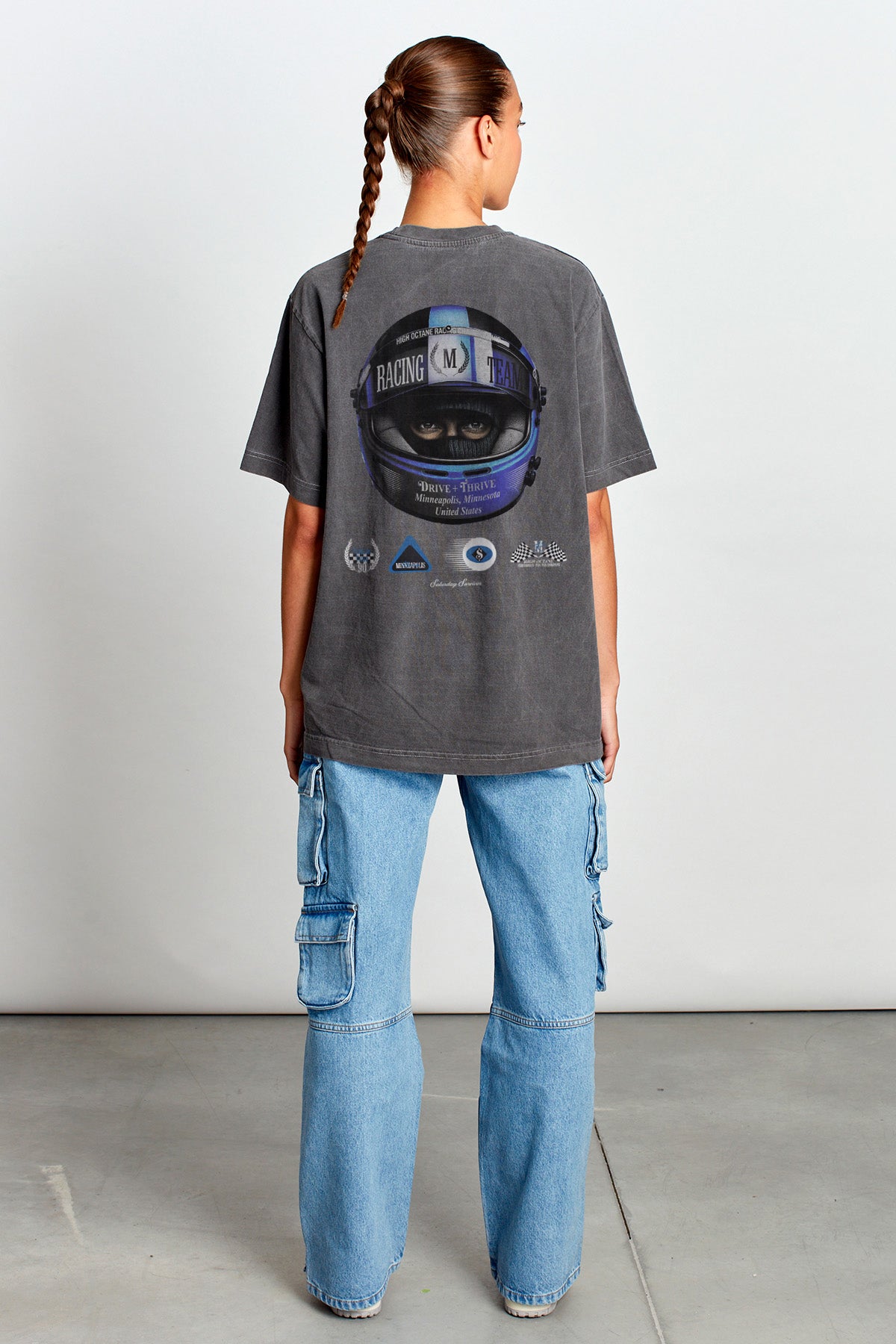 Saturday Society Minneapolis Racing T-shirt in Washed Grey