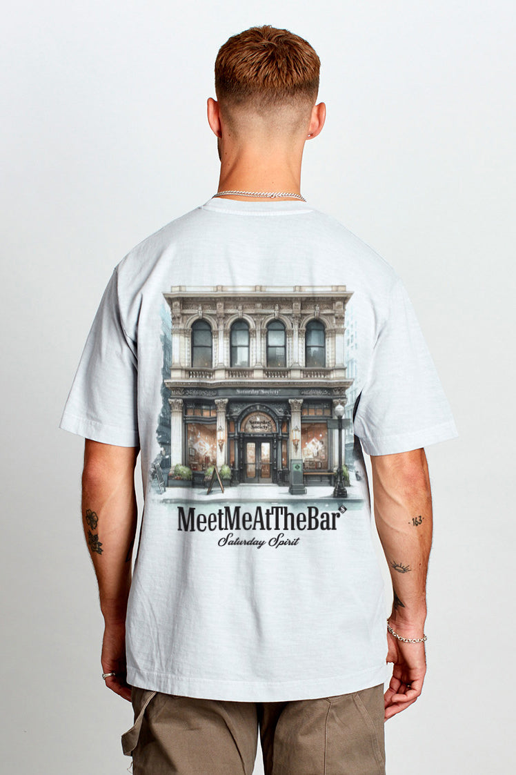 Saturday Society Meet Me At The Bar T-shirt in Cool Grey