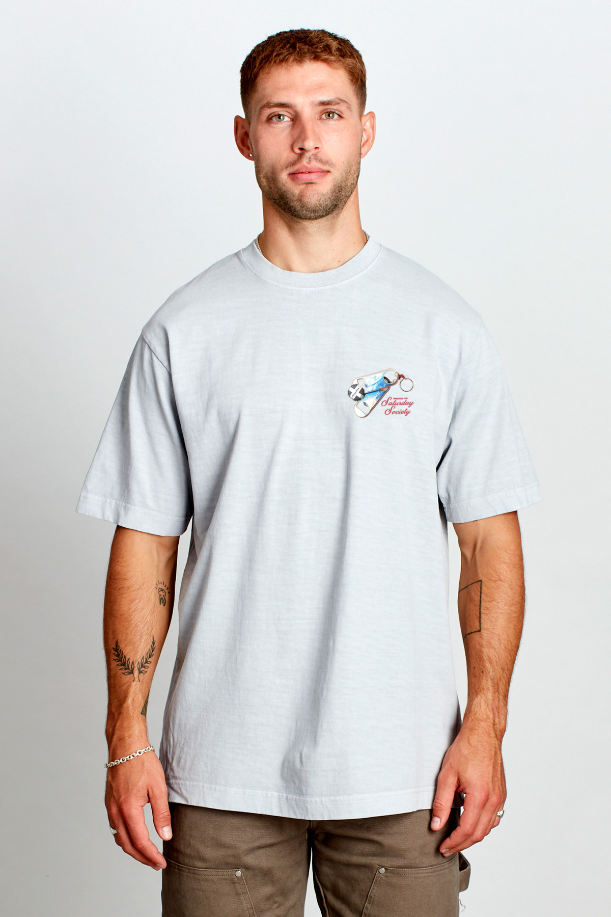 Saturday Society Meet Me At The Bar T-shirt in Cool Grey