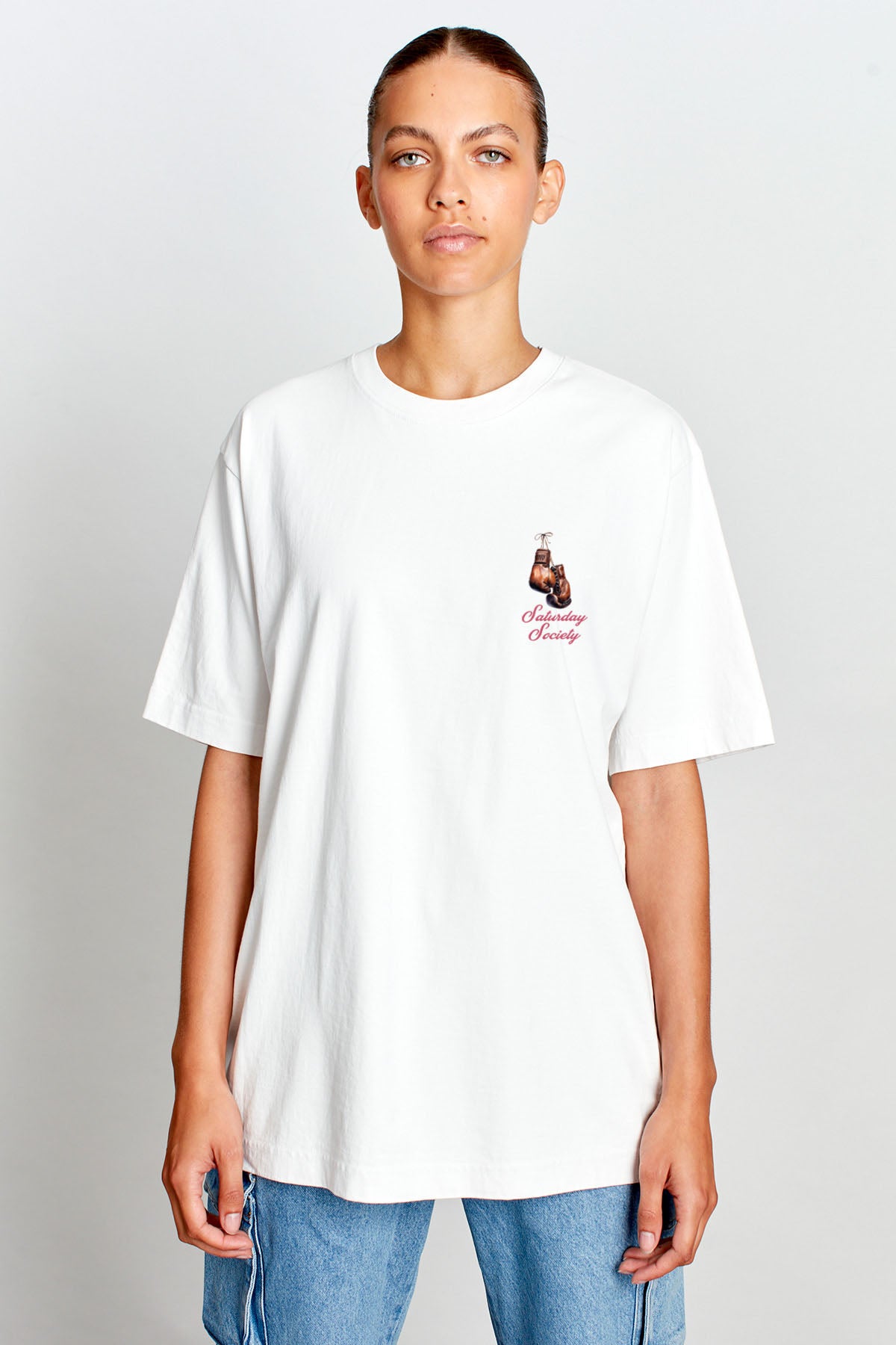 Saturday Society Meet Me At The Gym T-shirt in Vintage White