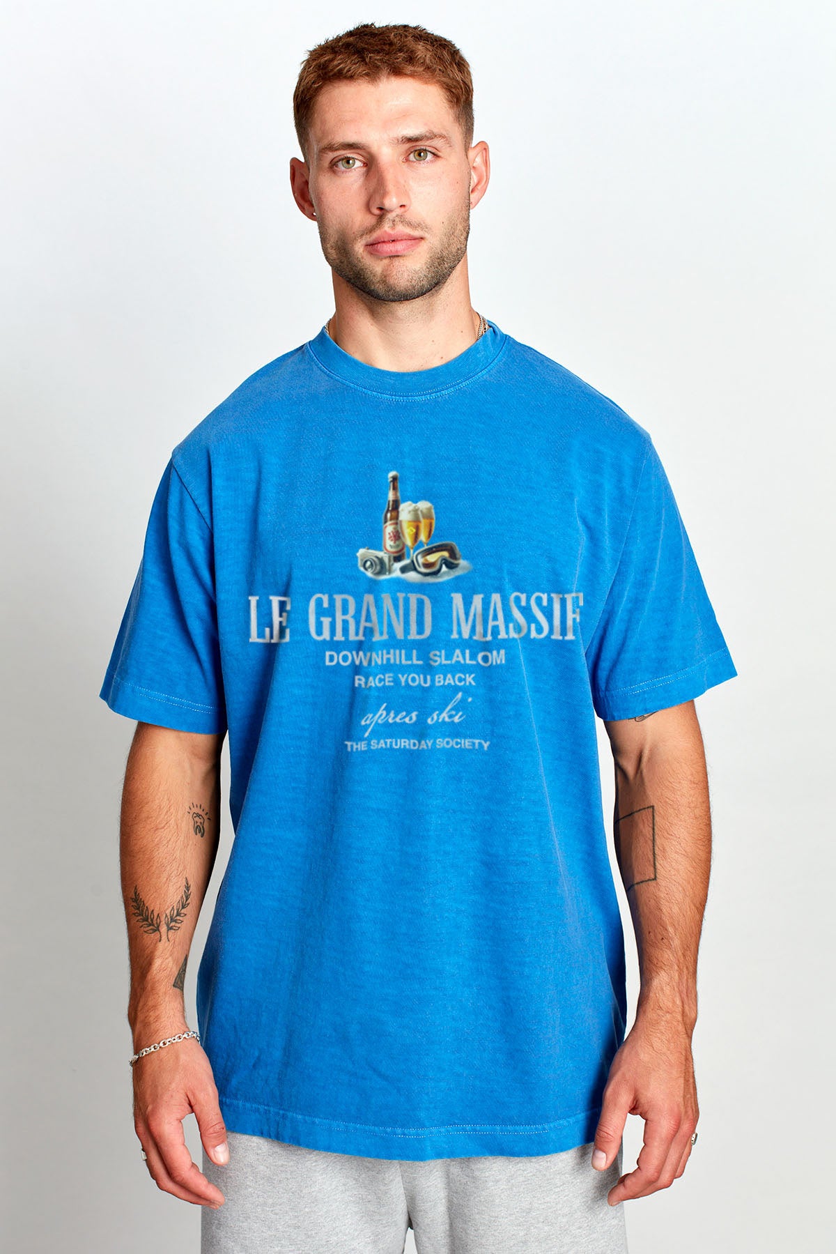 Saturday Society Le Grand Massif T-shirt in Federal Blue