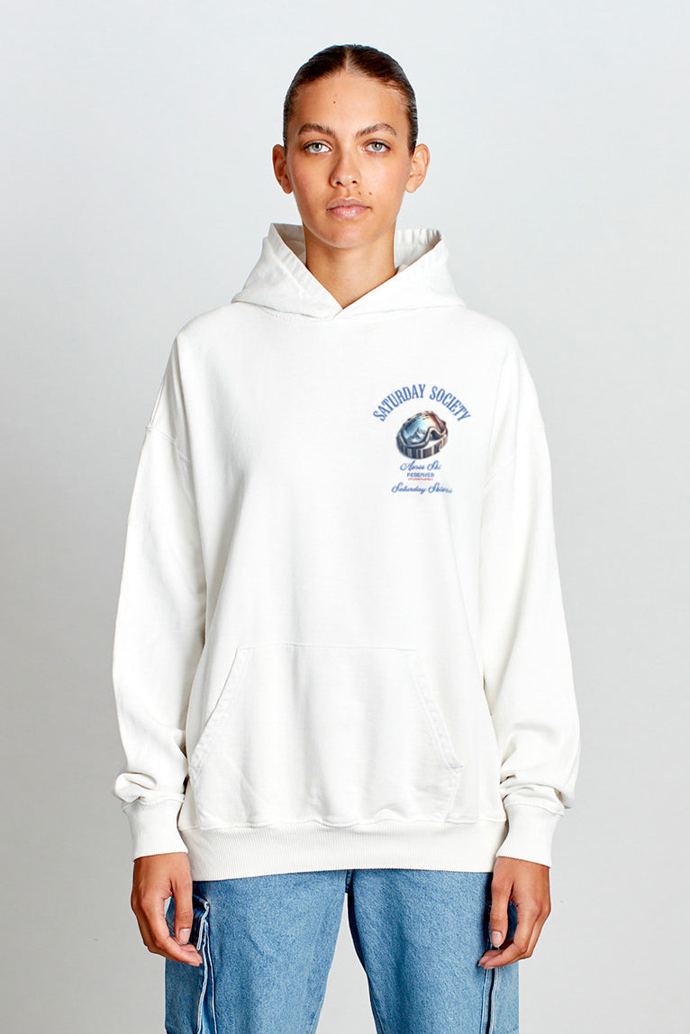 Saturday Society Meet Me On The Slopes Hoodie in Vintage White