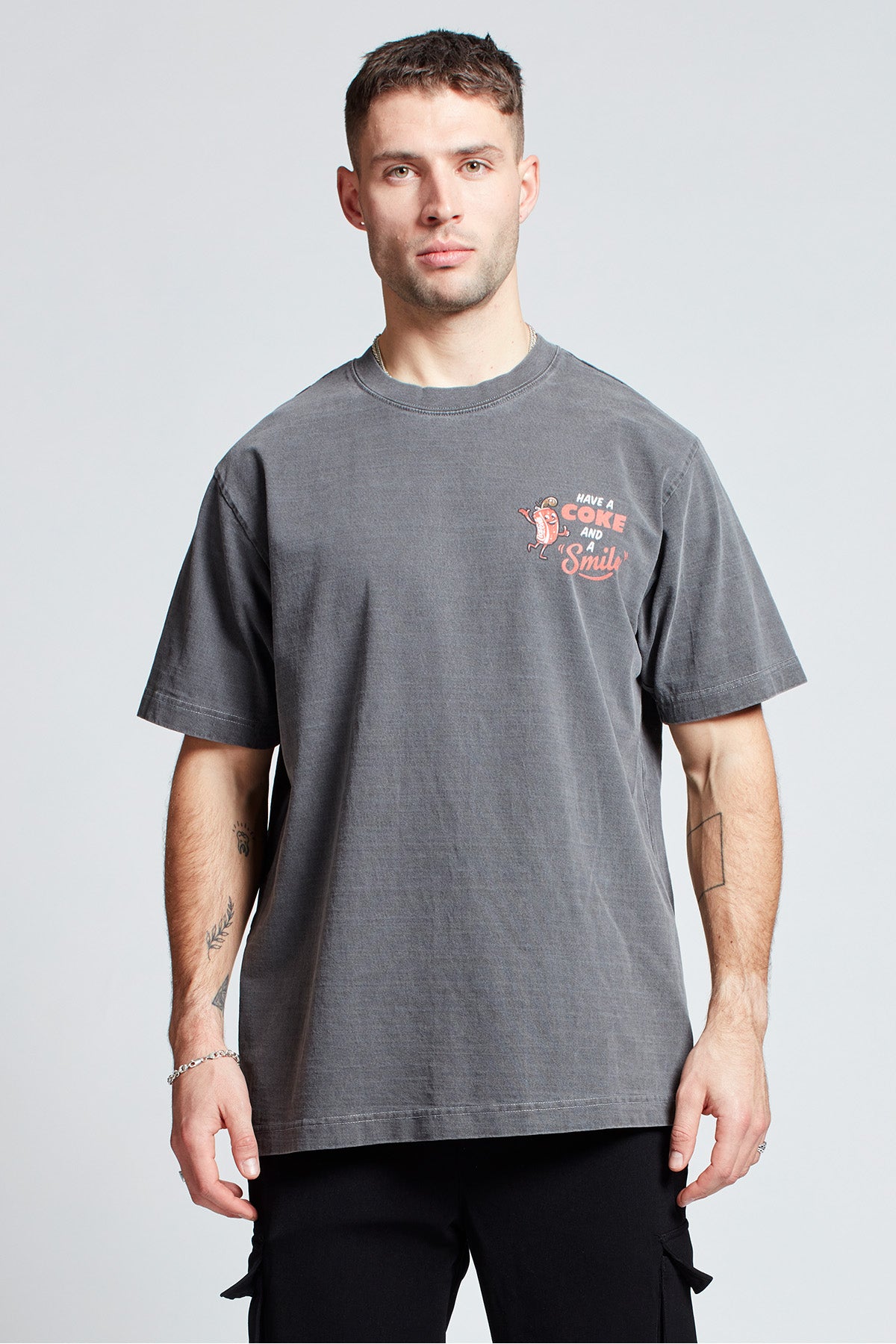 Coca-Cola Smile T-shirt in Washed Grey