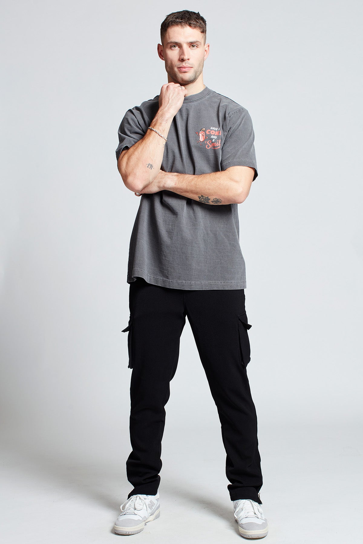 Coca-Cola Smile T-shirt in Washed Grey