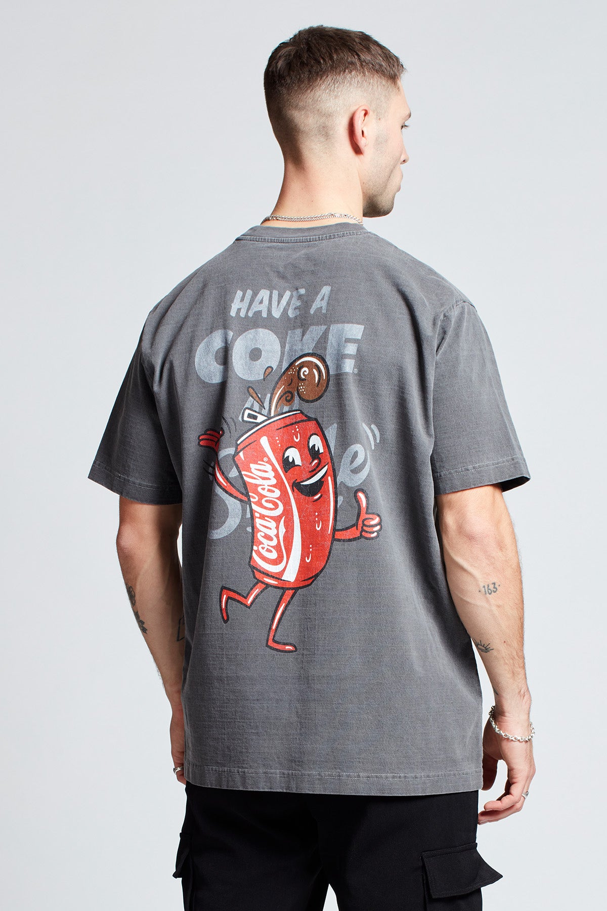 Coca-Cola Smile T-shirt in Washed Grey