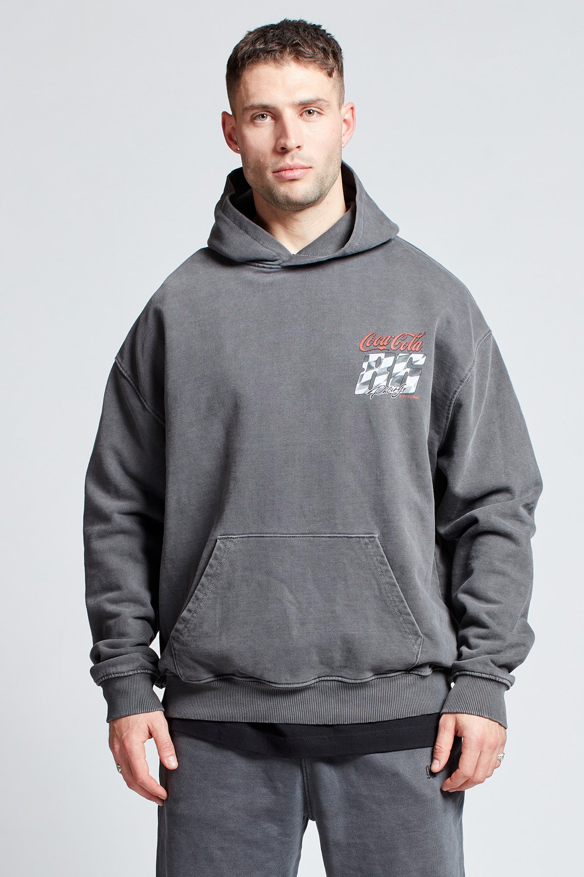Coca-Cola Lights Out Hoodie in Washed Grey