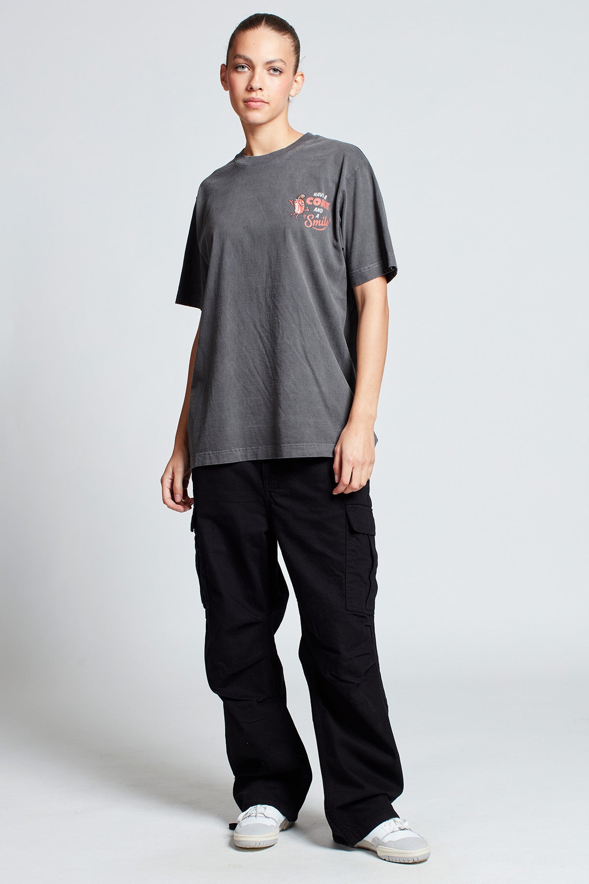 Coca-Cola Smile T-shirt in Washed Grey