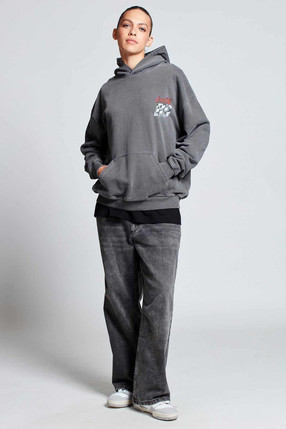 Coca-Cola Lights Out Hoodie in Washed Grey