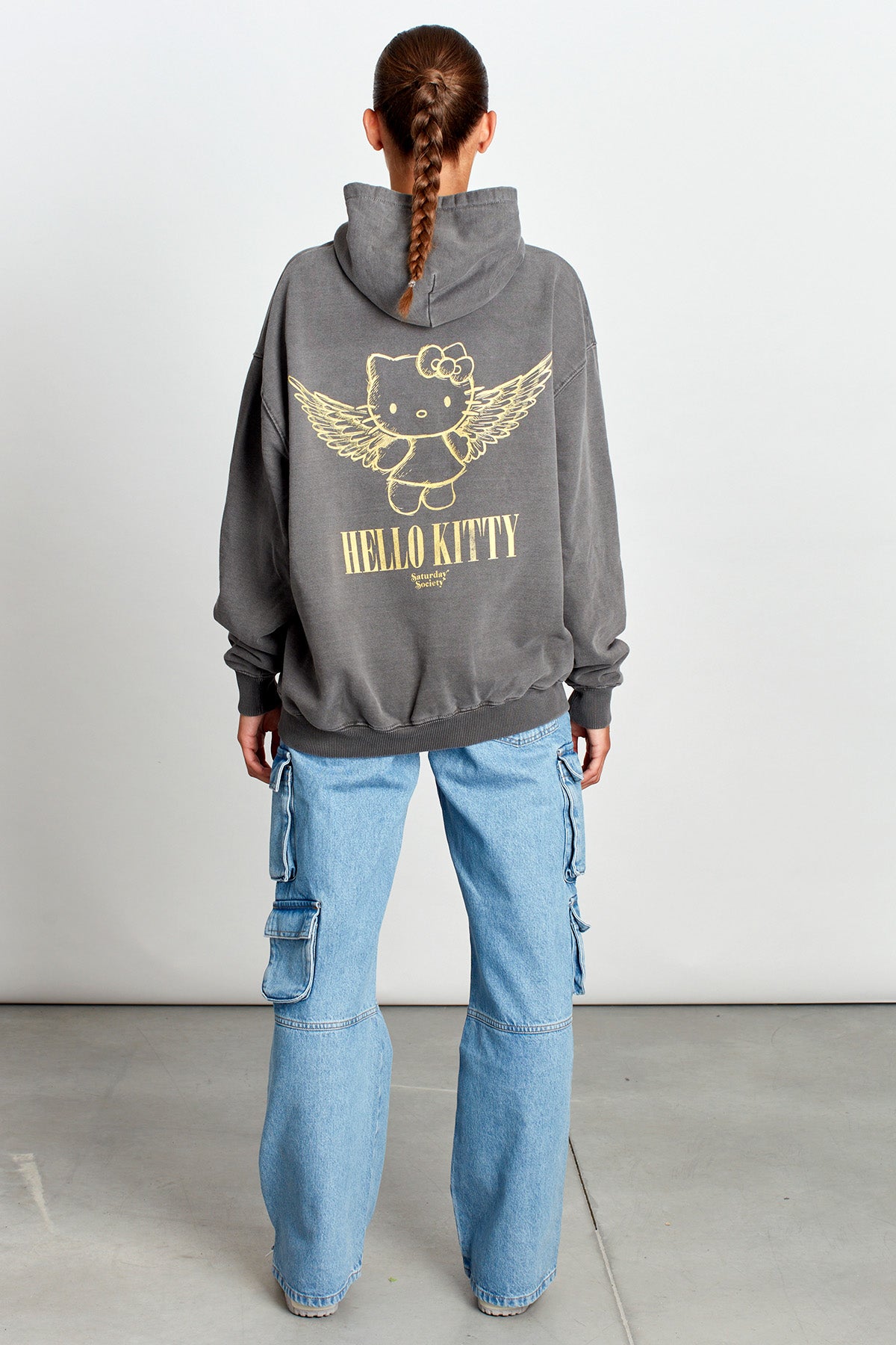 Hello Kitty Purrfect Rebels Hoodie in Washed Grey
