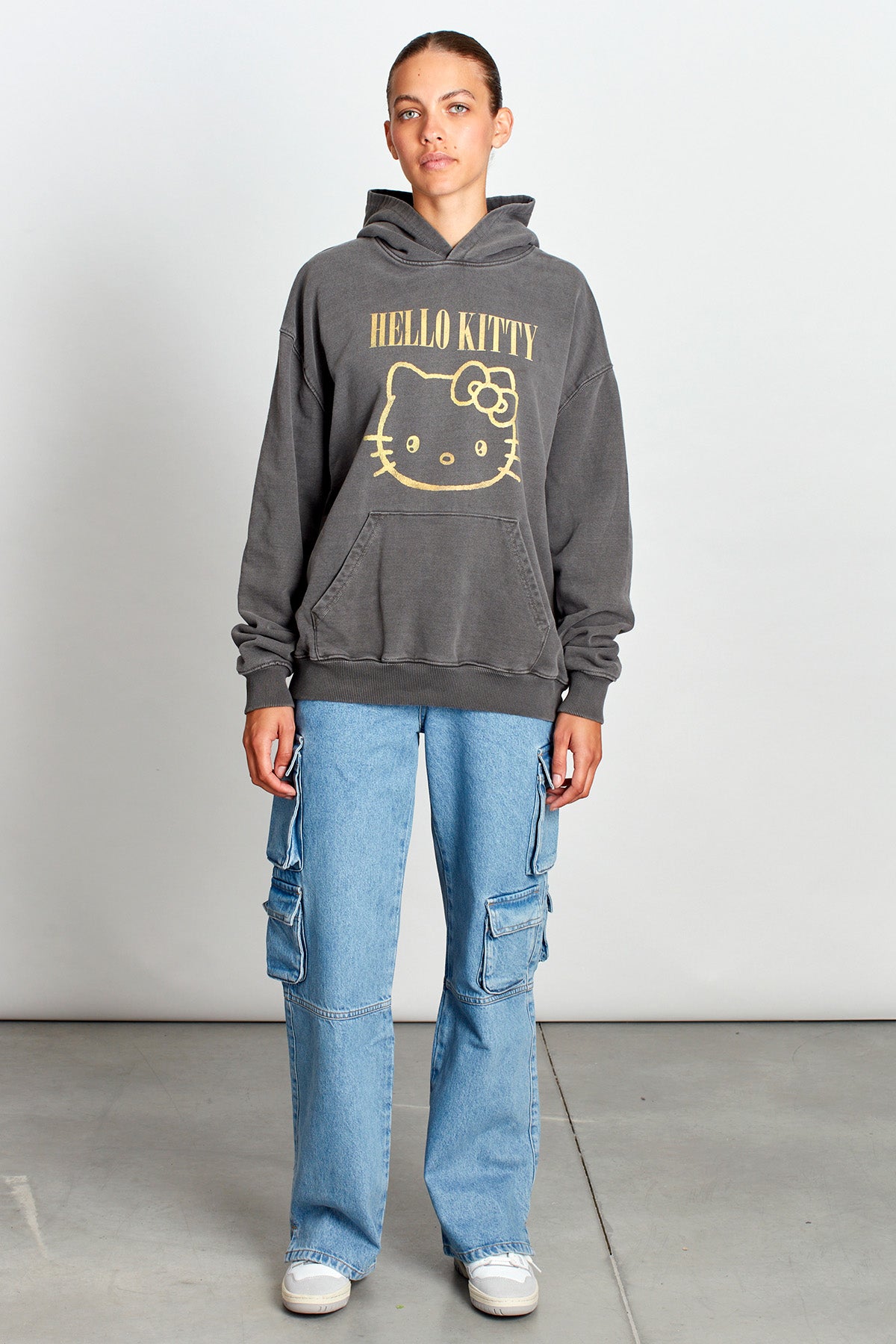 Hello Kitty Purrfect Rebels Hoodie in Washed Grey