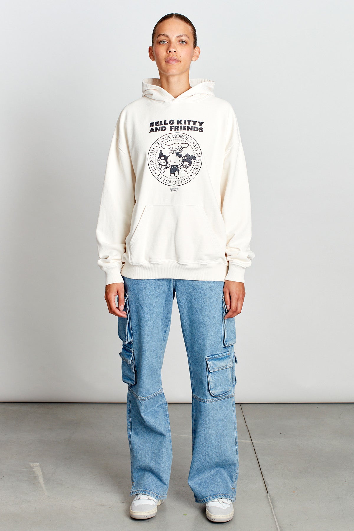 Hello Kitty And Friends Punk Rock Hoodie in Vintage White