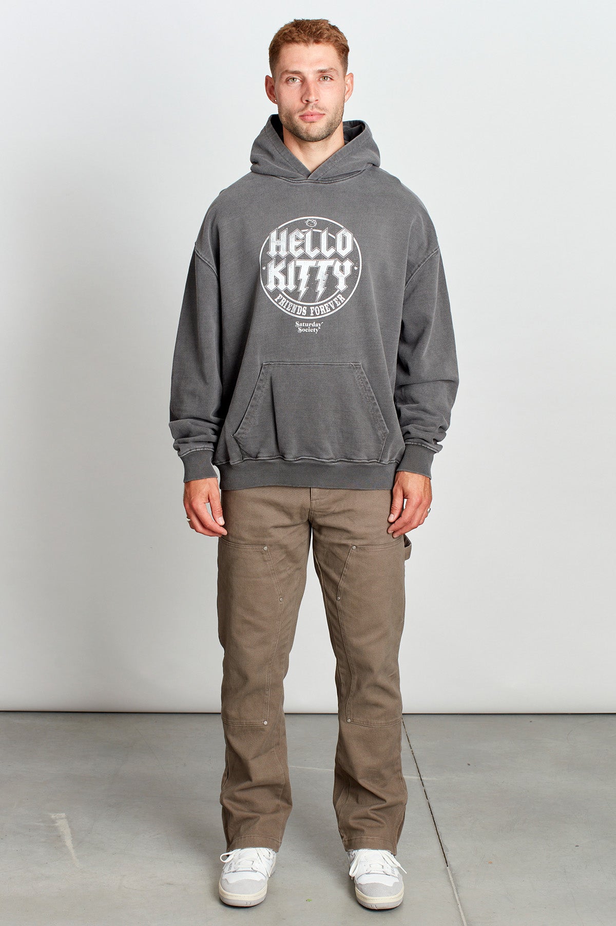Hello Kitty Whisker Rockers Hoodie in Washed Grey