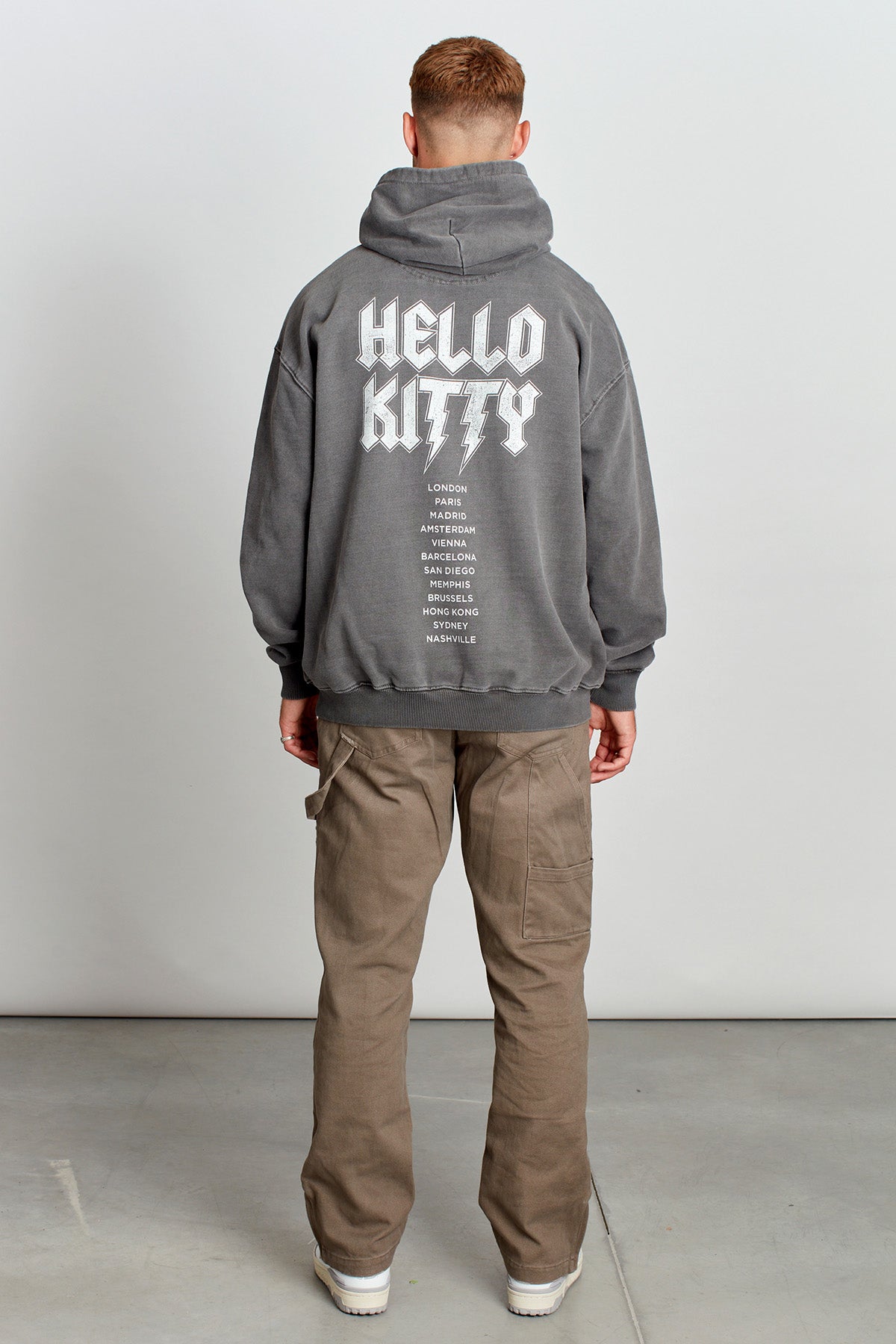 Hello Kitty Whisker Rockers Hoodie in Washed Grey