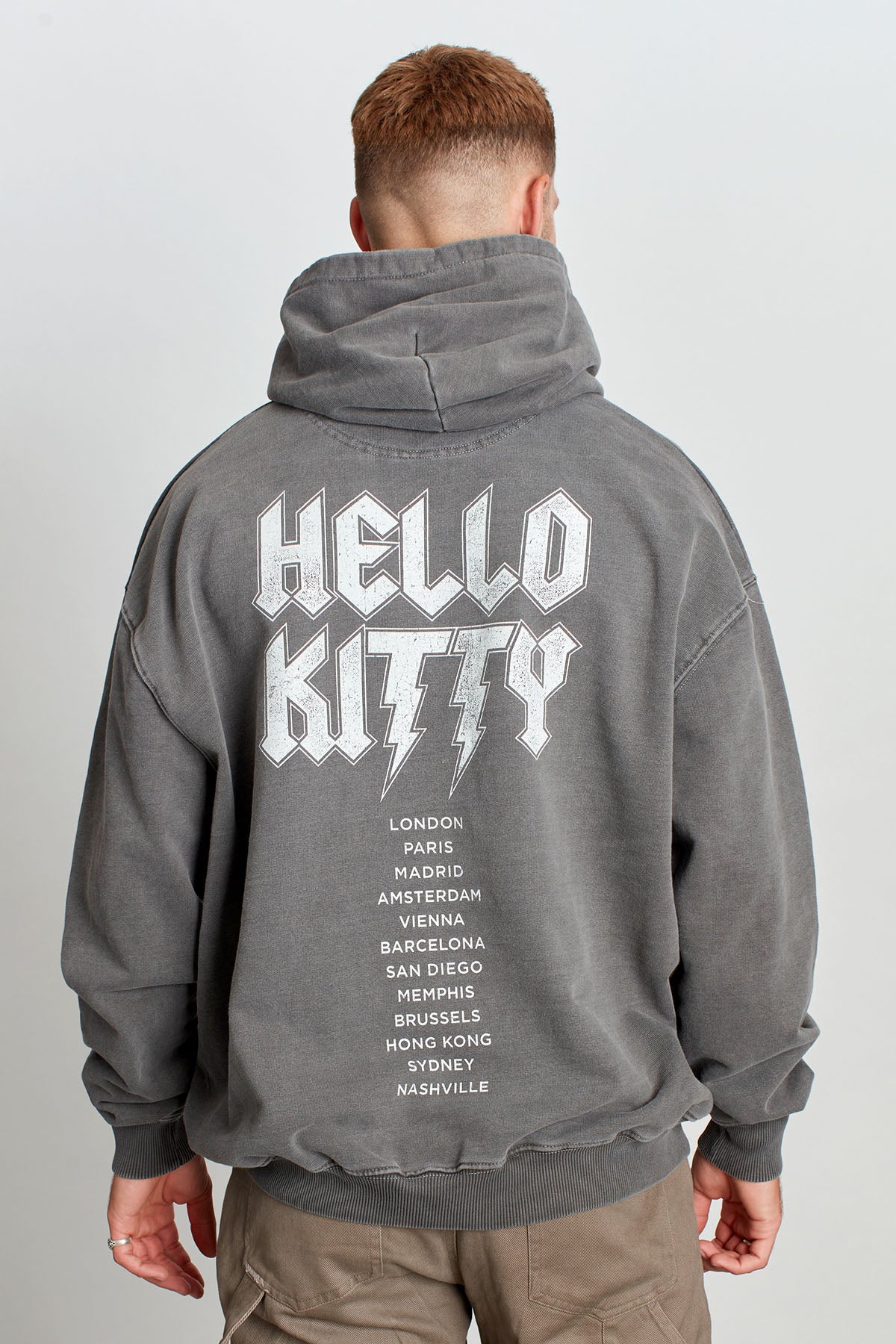 Hello Kitty Whisker Rockers Hoodie in Washed Grey