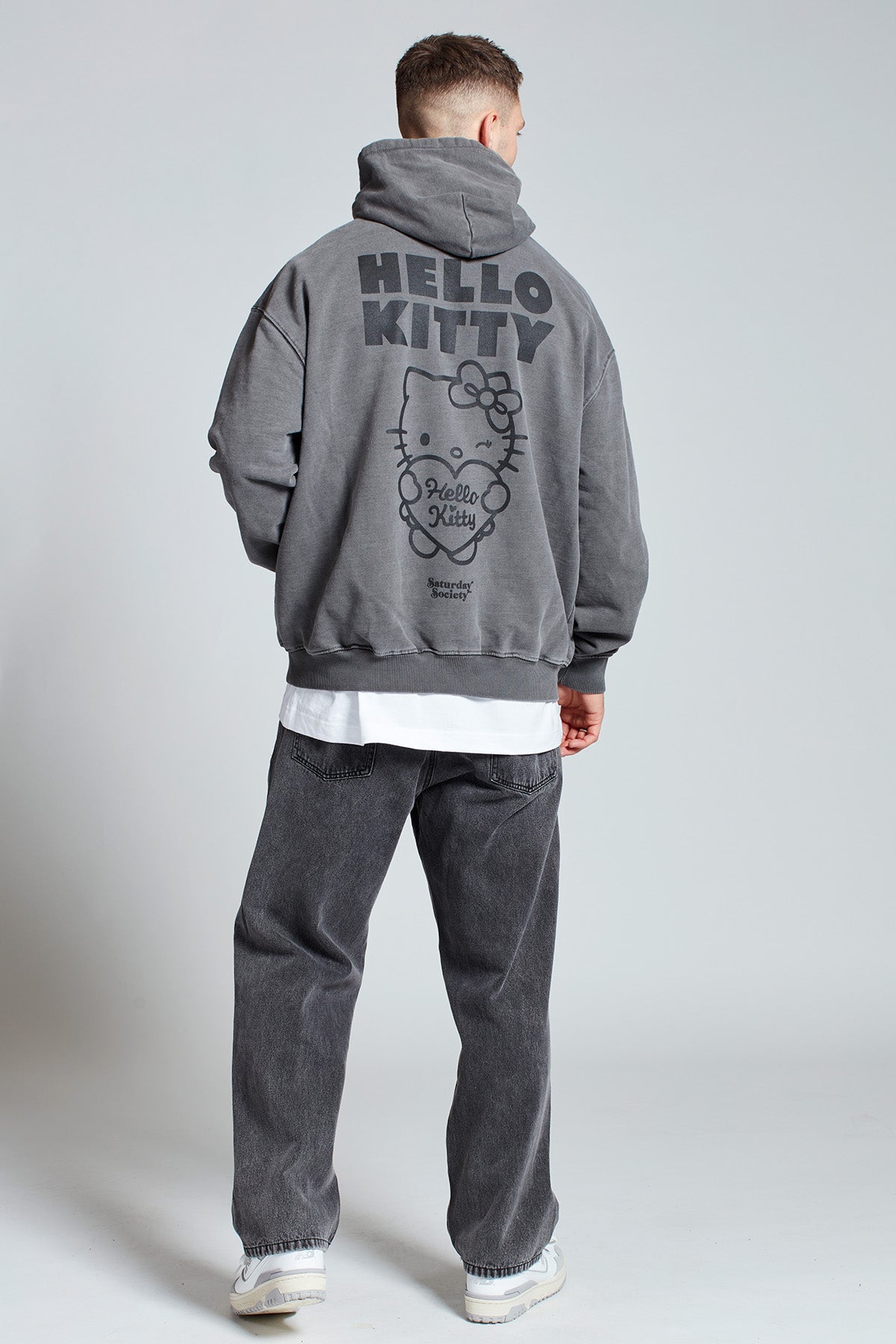 Hello Kitty Love Club Hoodie in Washed Grey