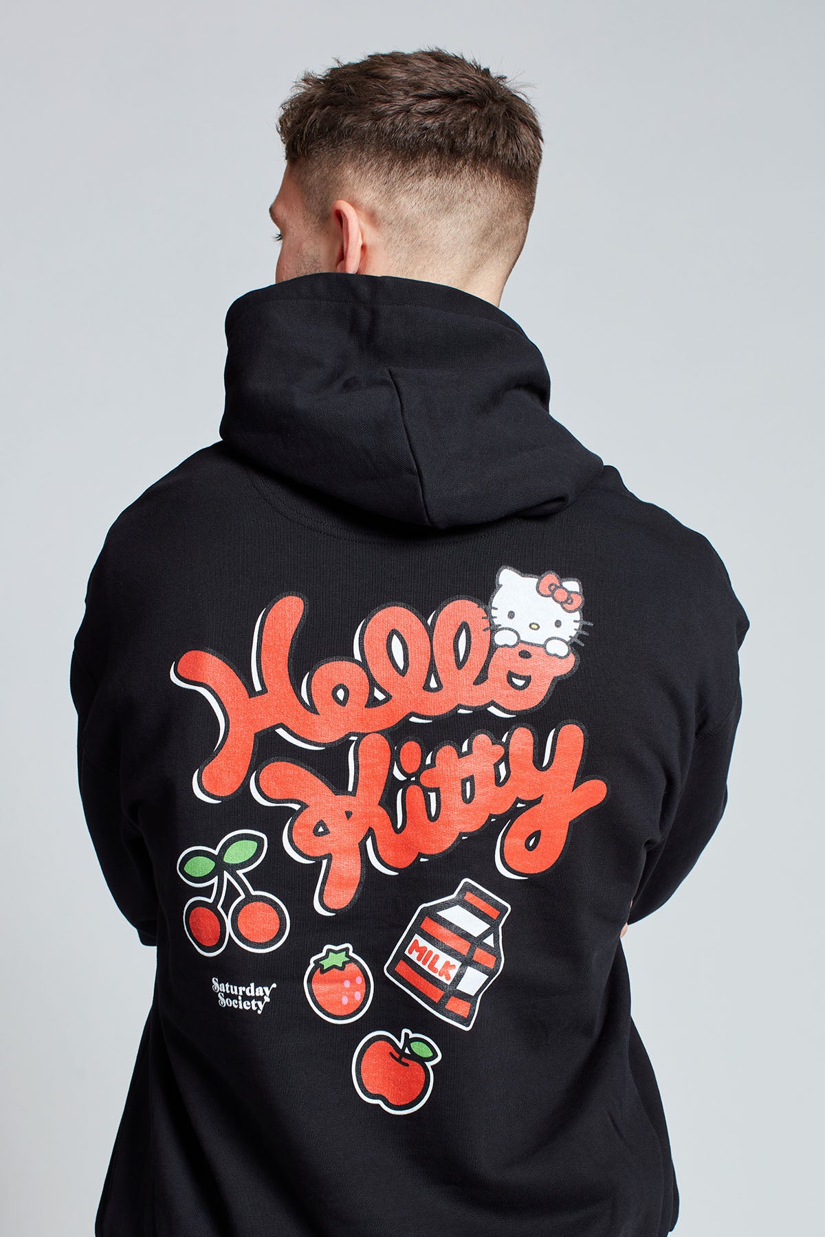 Hello Kitty Strawberry Milk Hoodie in Black