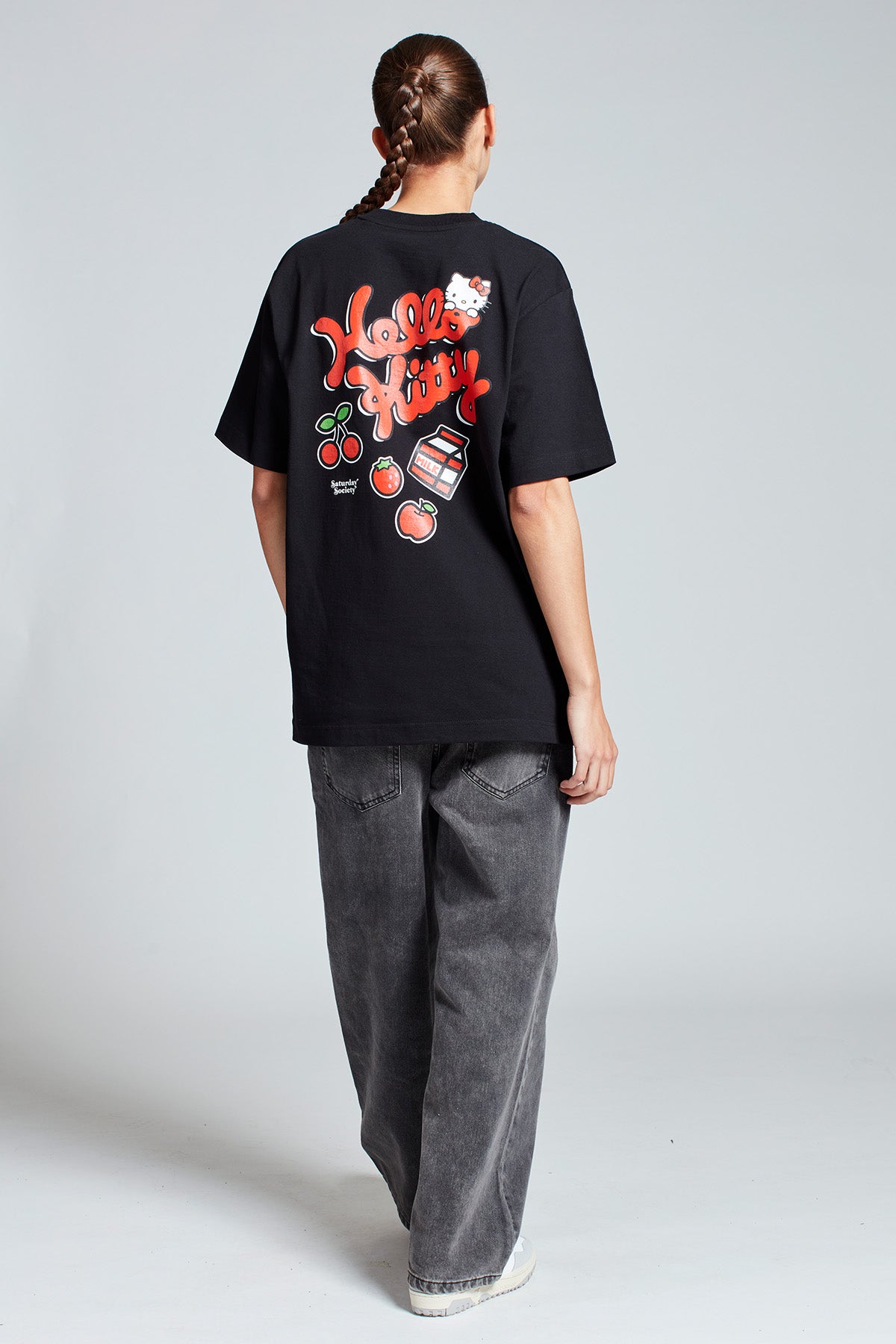 Hello Kitty Strawberry Milk T-shirt in Black