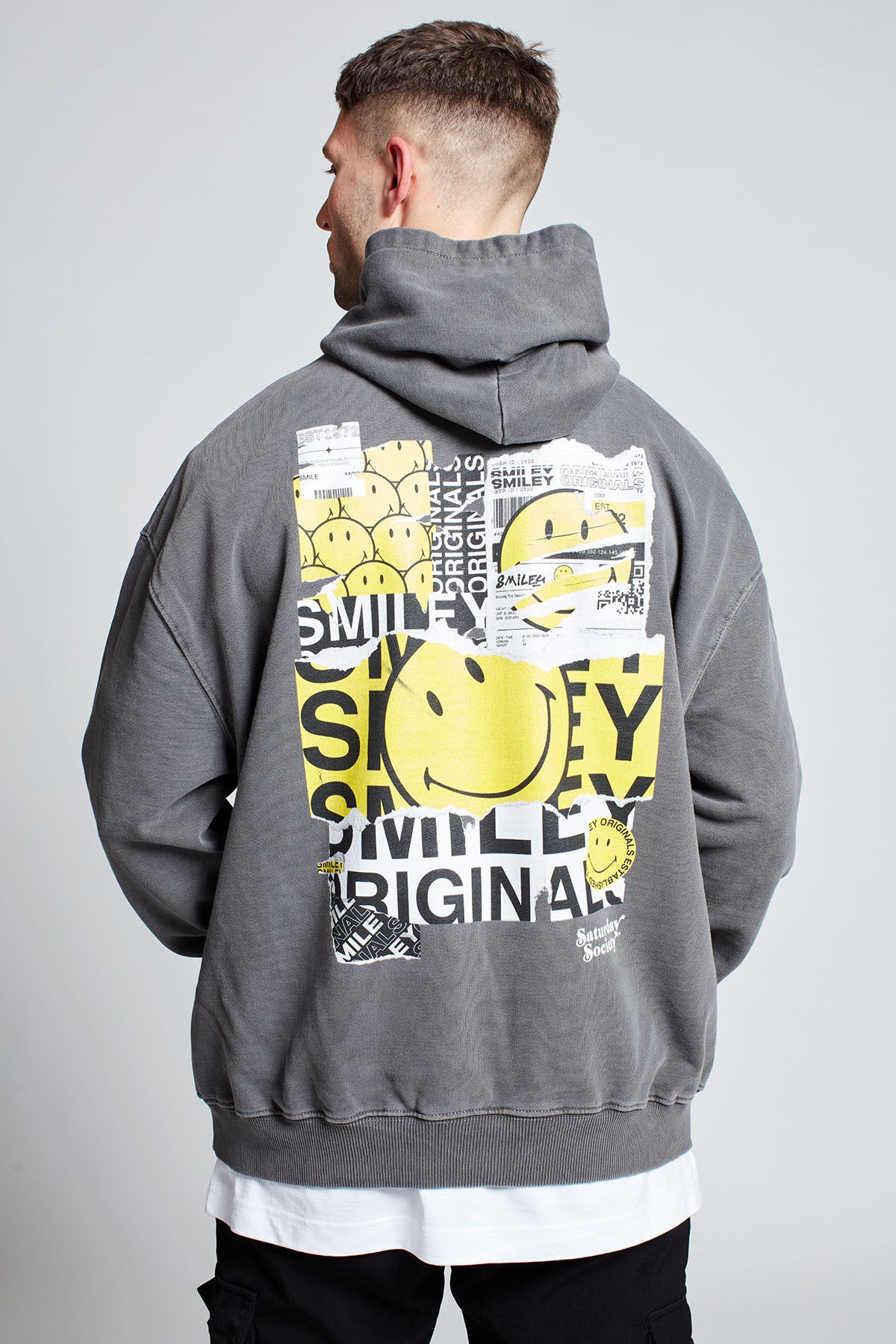 Smiley Originals® Special Delivery Hoodie in Washed Grey