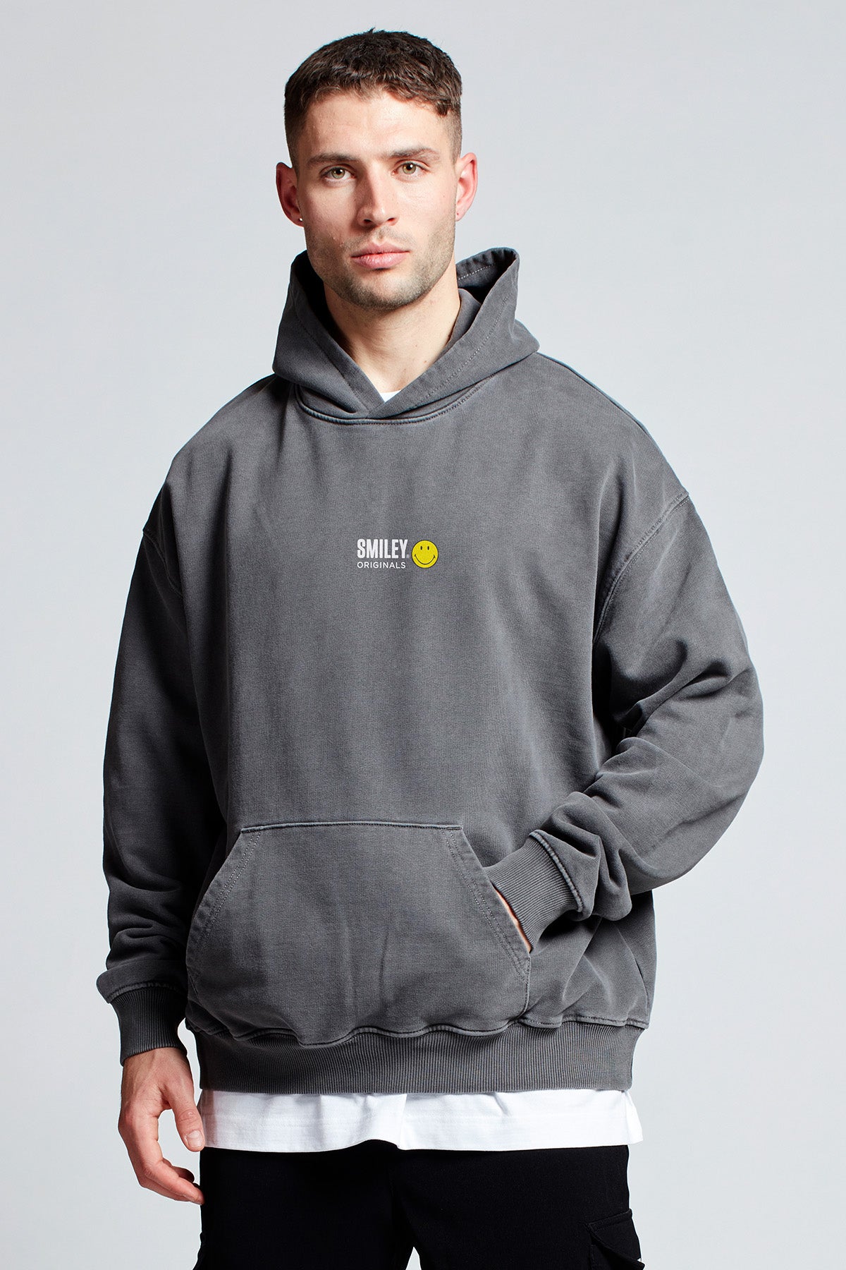 Smiley Originals® Special Delivery Hoodie in Washed Grey