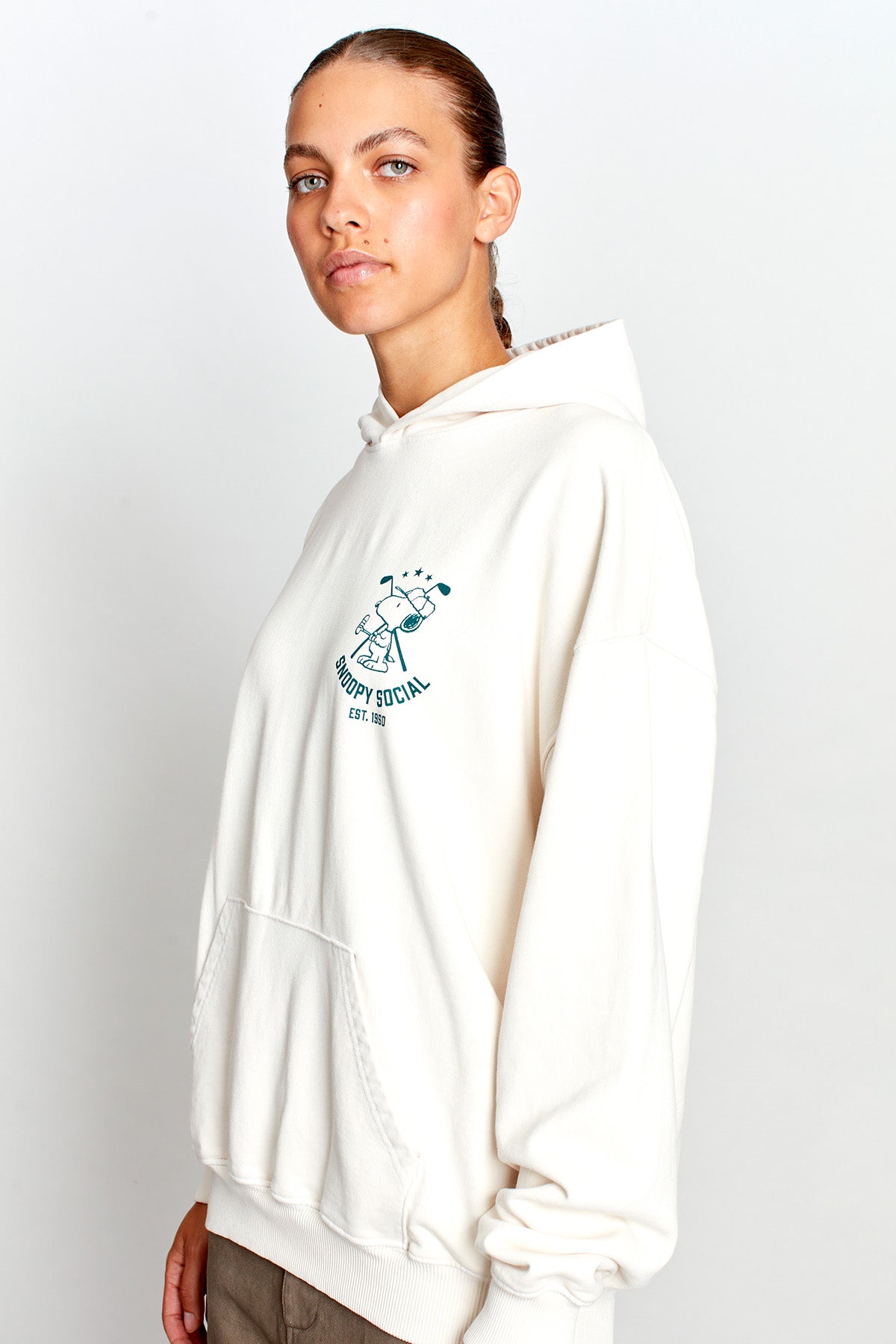 Snoopy Social Hole In One Hoodie in Vintage White