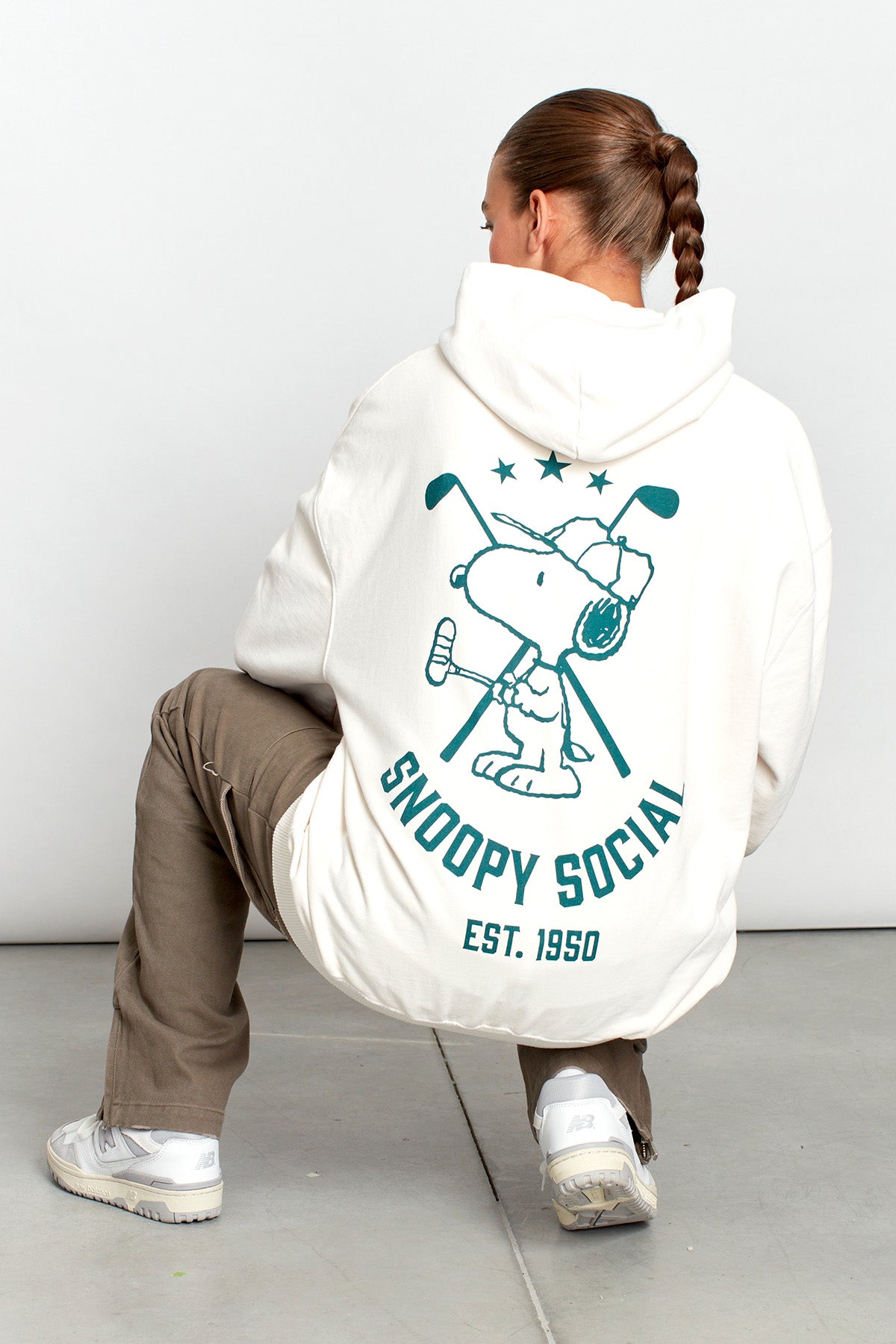 Snoopy Social Hole In One Hoodie in Vintage White