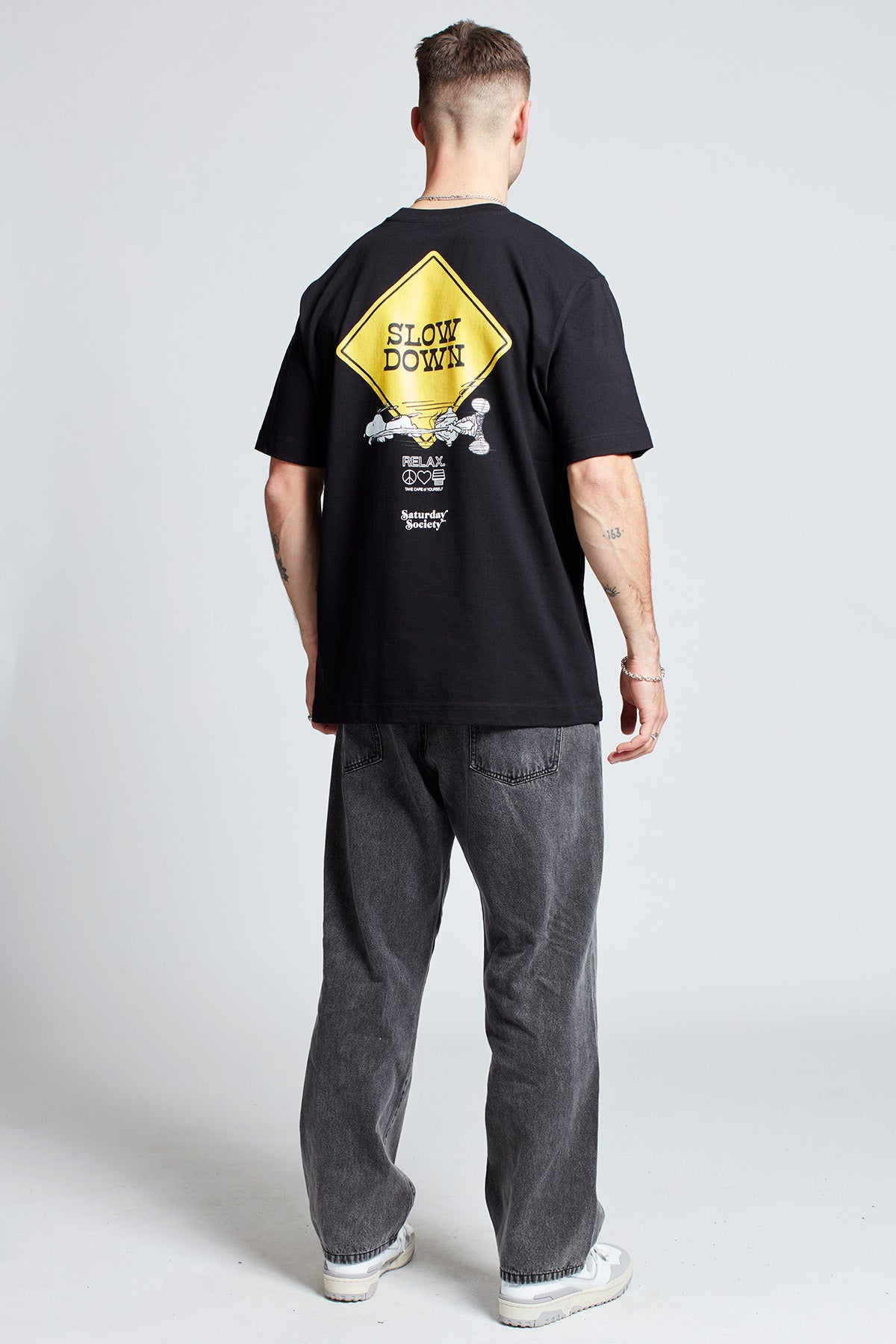 Snoopy Slow Down T-shirt in Black
