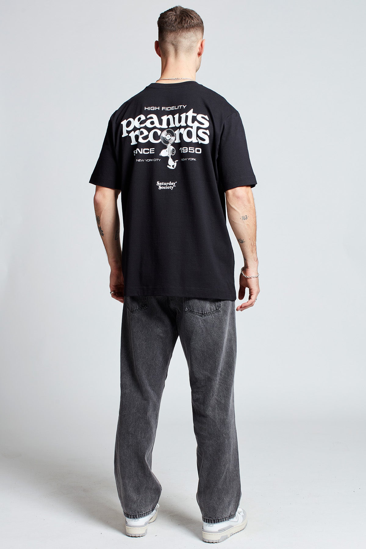 Snoopy Peanuts Records T-shirt in Black