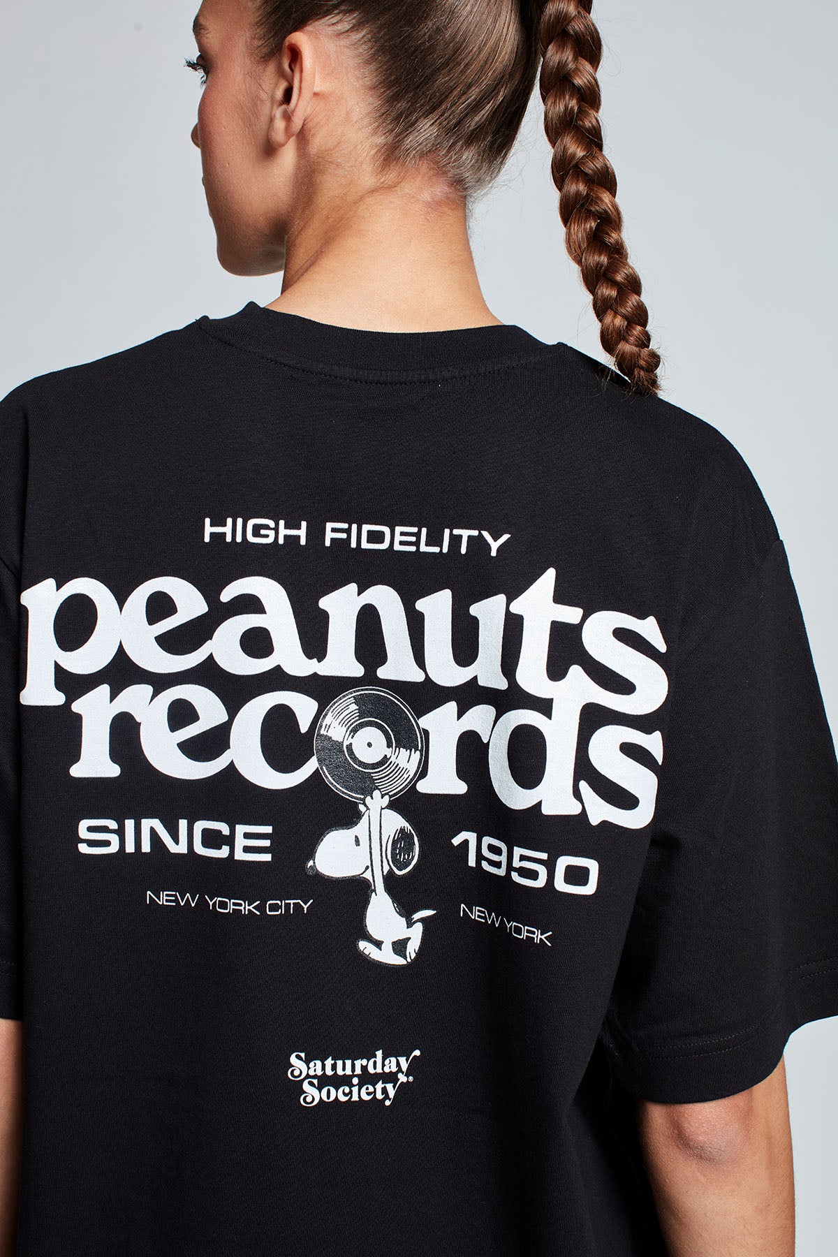 Snoopy Peanuts Records T-shirt in Black