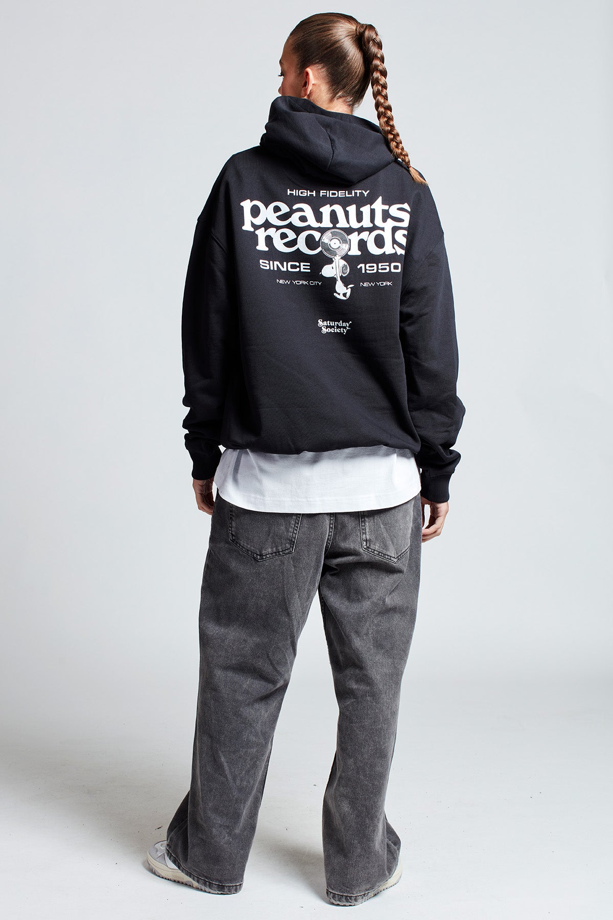 Snoopy Peanuts Records Hoodie in Black