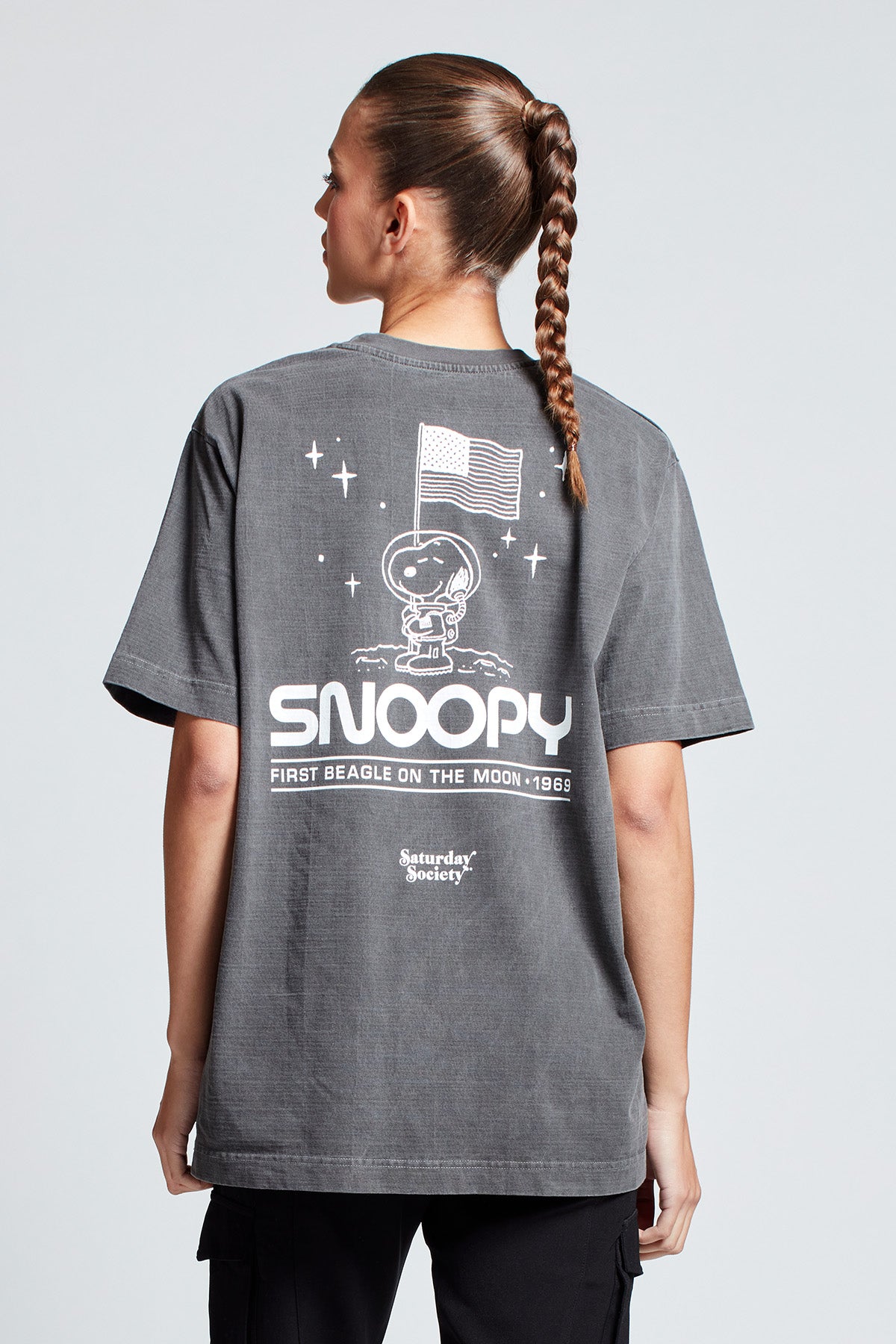 Snoopy Moon Landing T-shirt in Washed Grey
