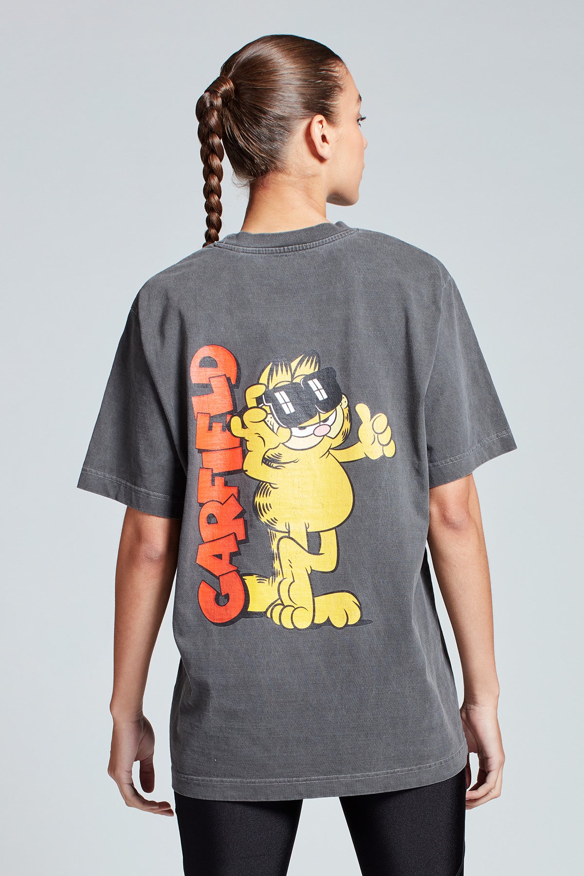 Abito Lungo Maglietta Oversize Garfield Ufficiale - 100% Cotone Morbido Con Stampa Del Gatto Camminatore - Grigio E Arancione, Taglie Dalla S Alla XXXL