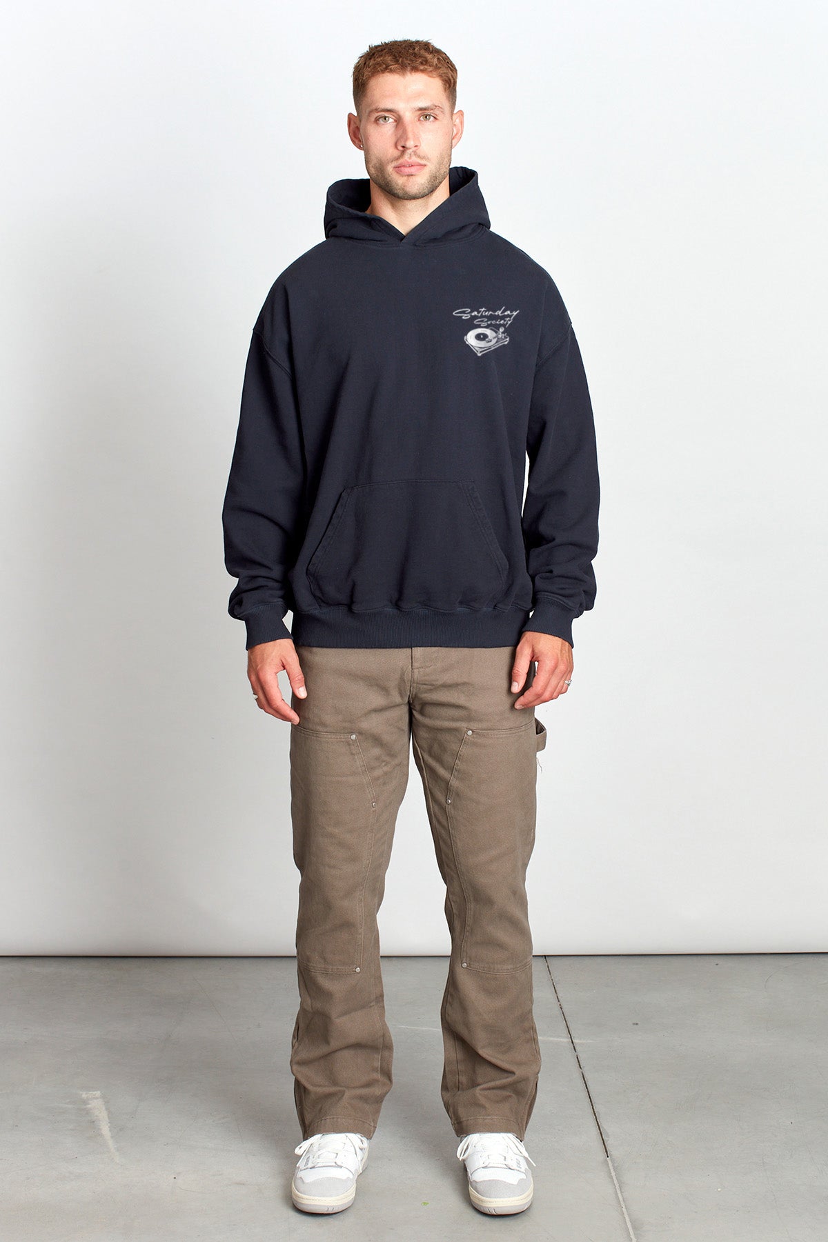 Saturday Society Records Hoodie in Washed Black