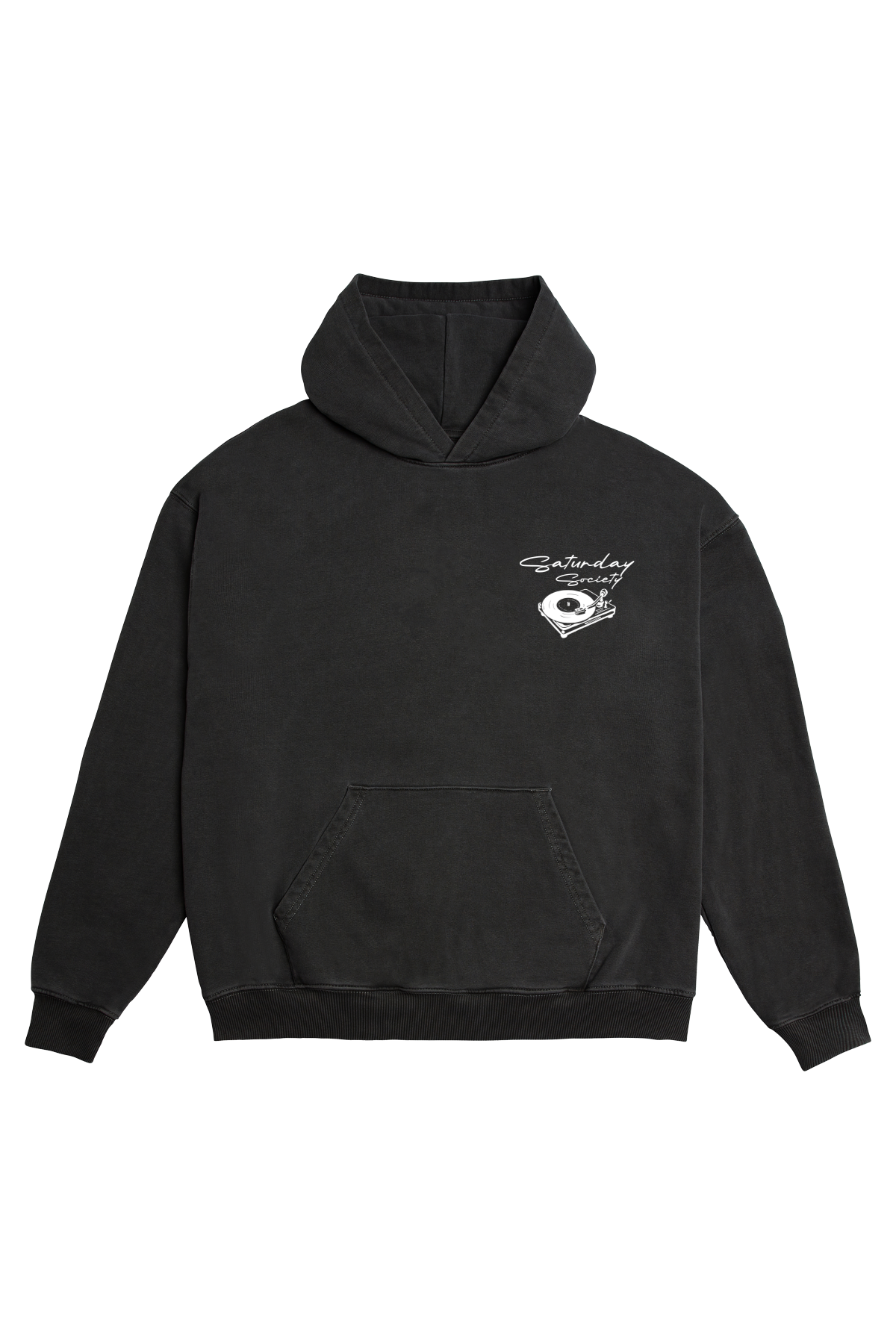 Saturday Society Records Hoodie in Washed Black