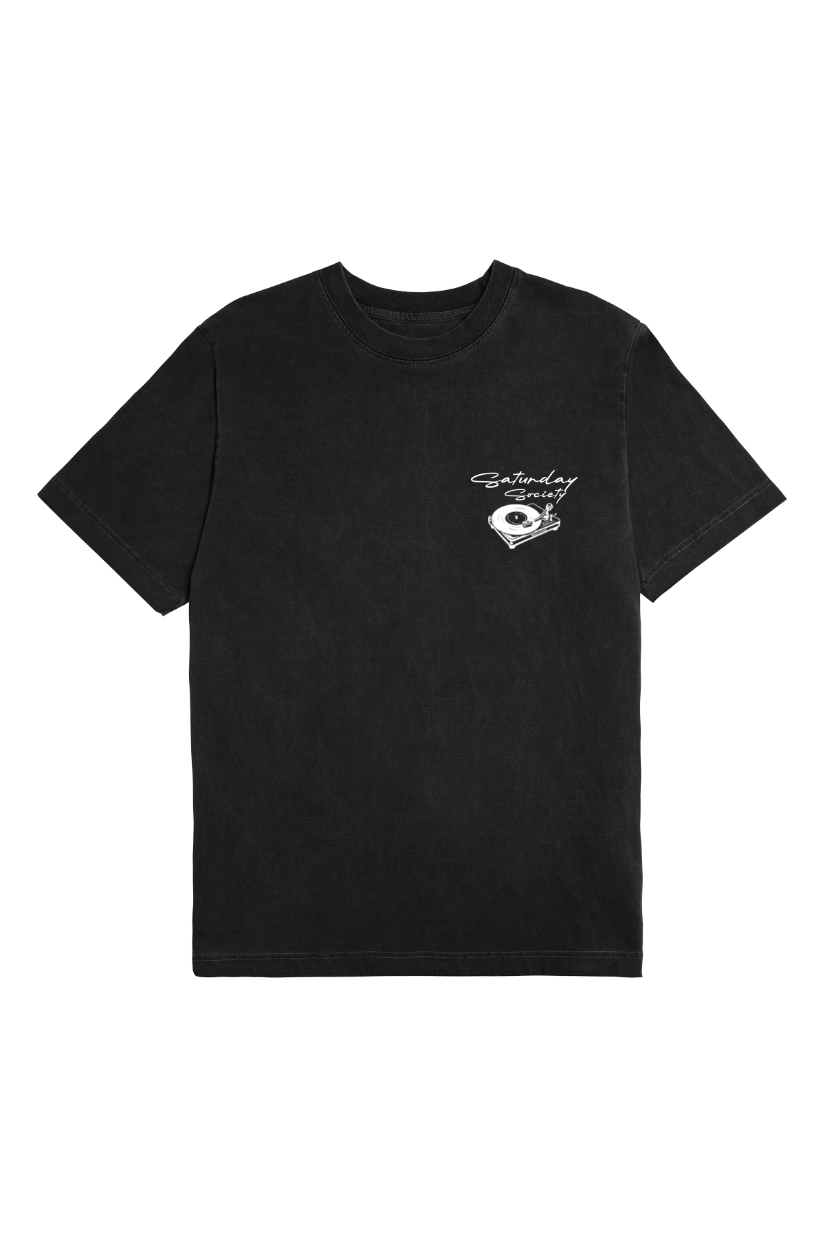Saturday Society Records T-shirt in Washed Black