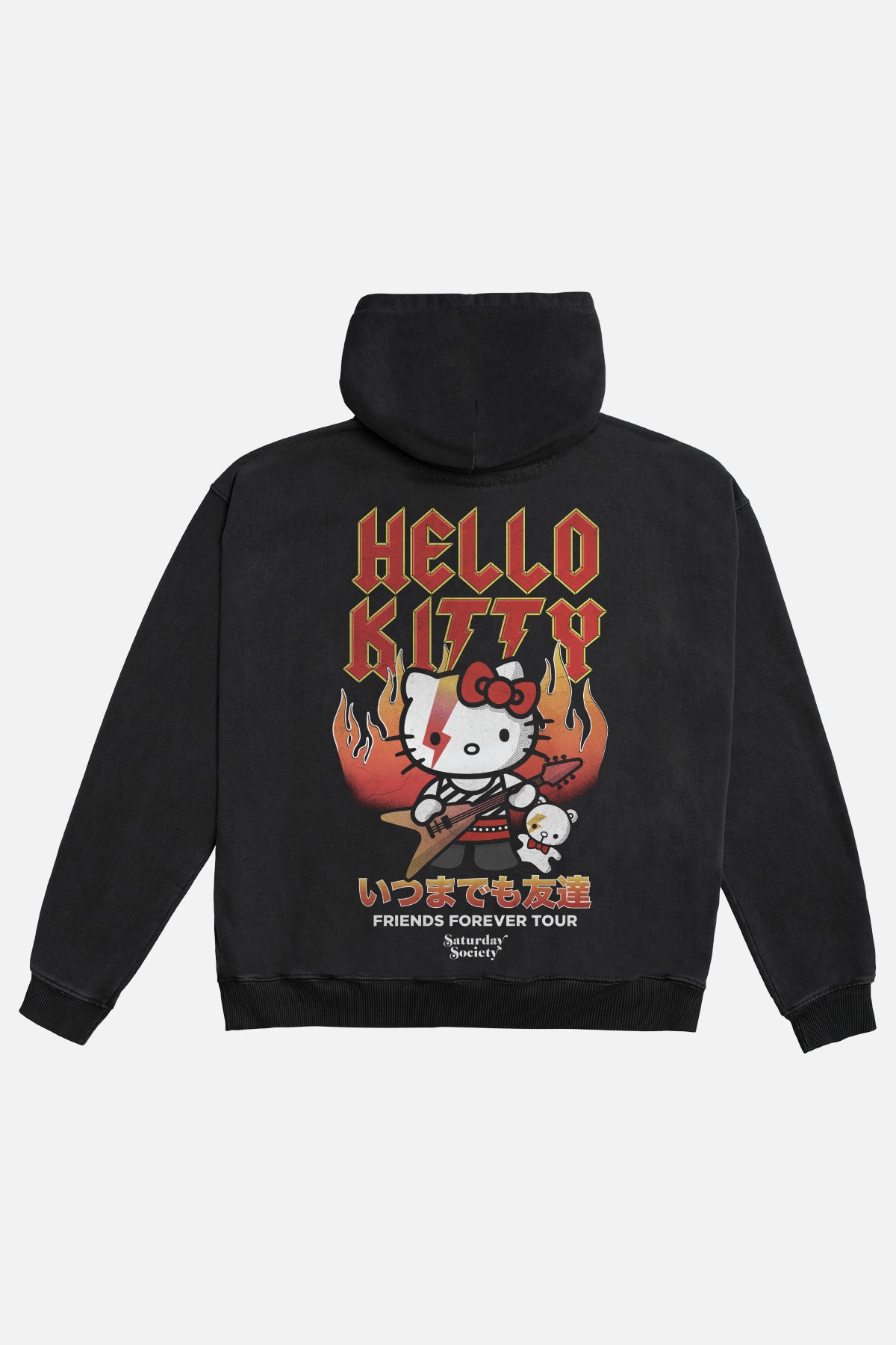 Hello Kitty Feline Fury Hoodie in Washed Black