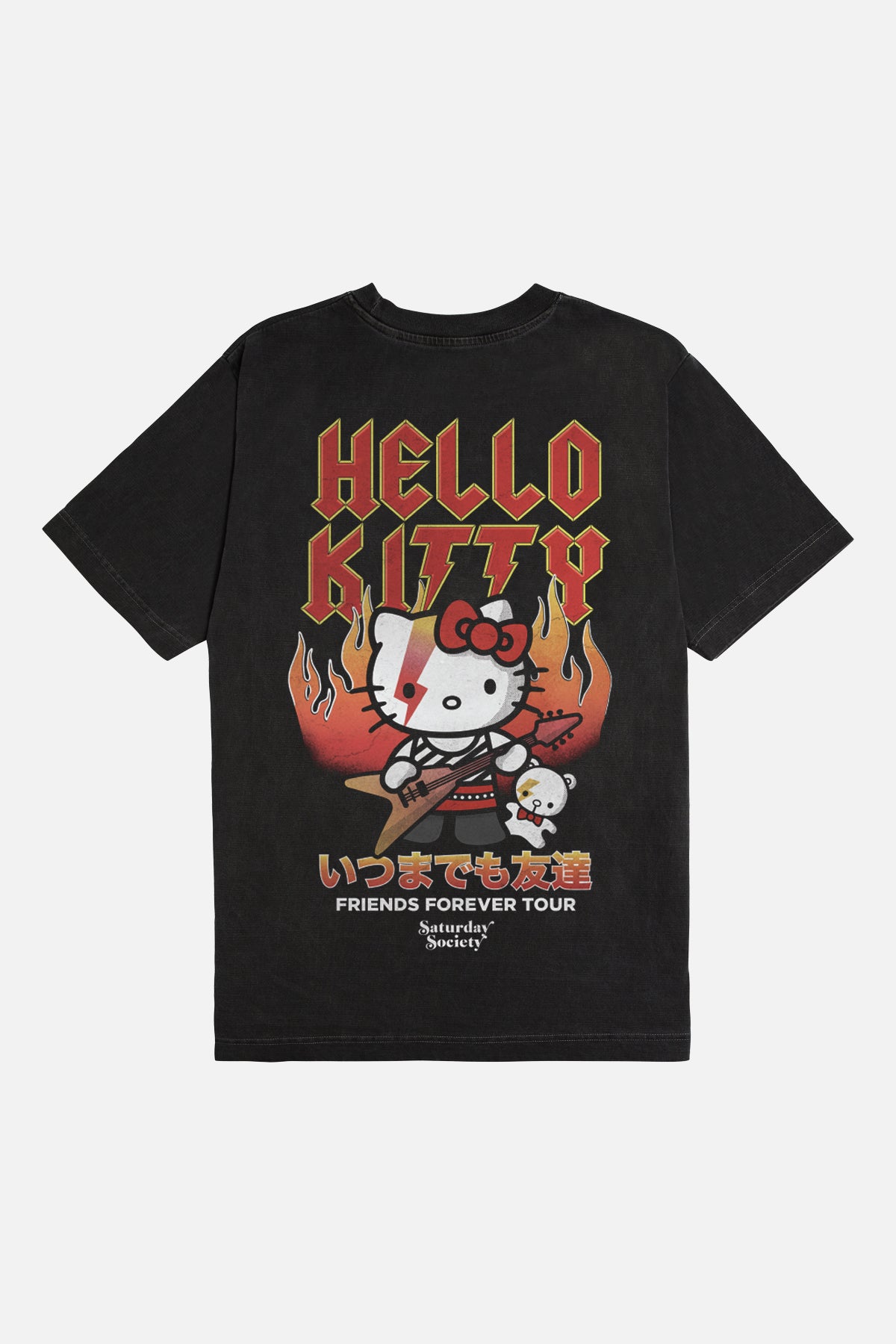 Hello Kitty Feline Fury T-shirt in Washed Black