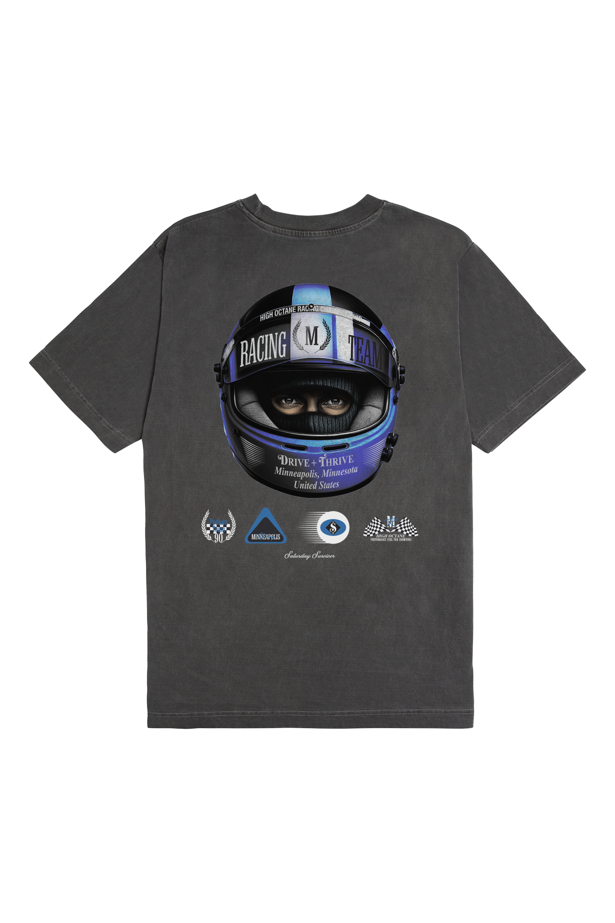 Saturday Society Minneapolis Racing T-shirt in Washed Grey