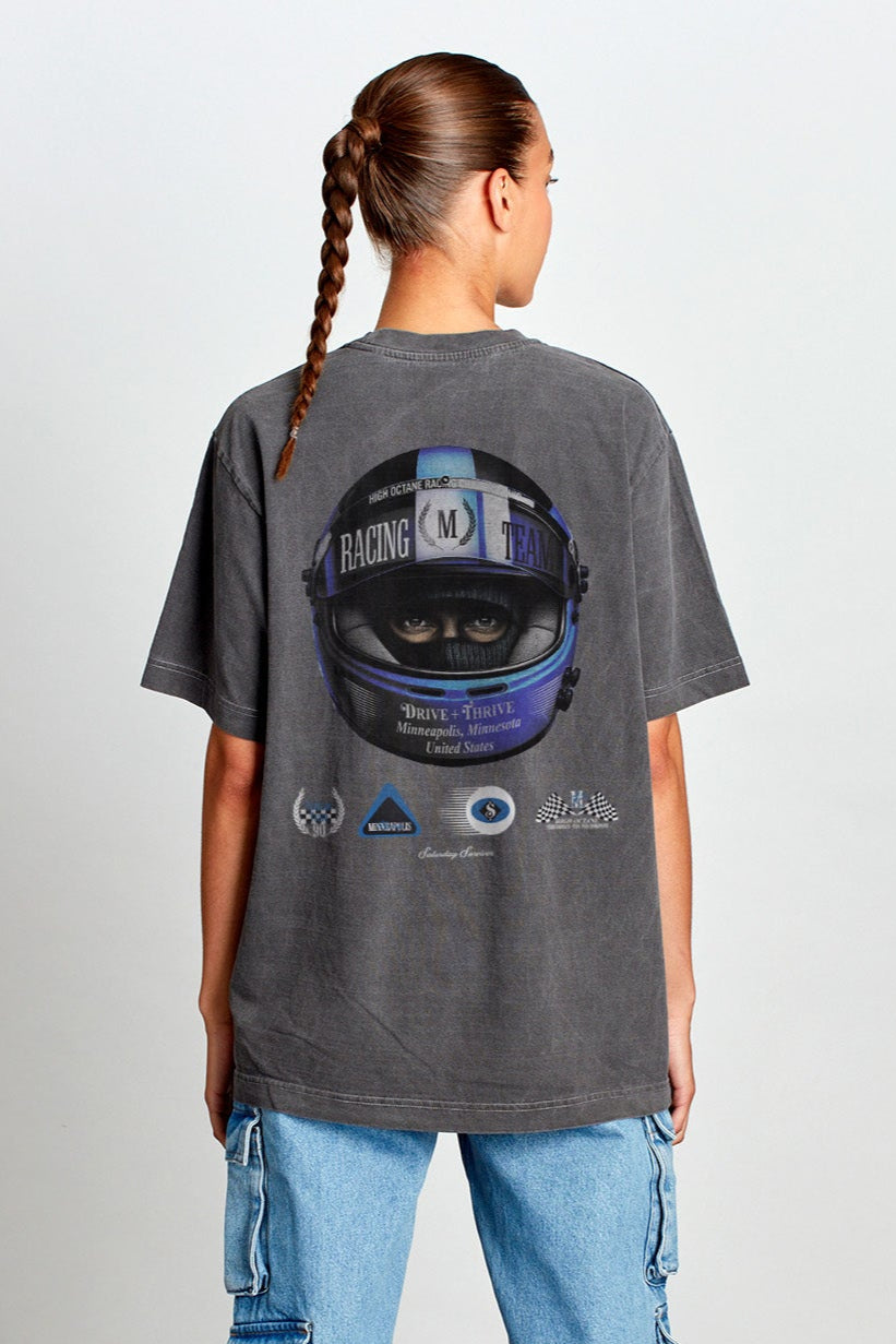 Saturday Society Minneapolis Racing T-shirt in Washed Grey