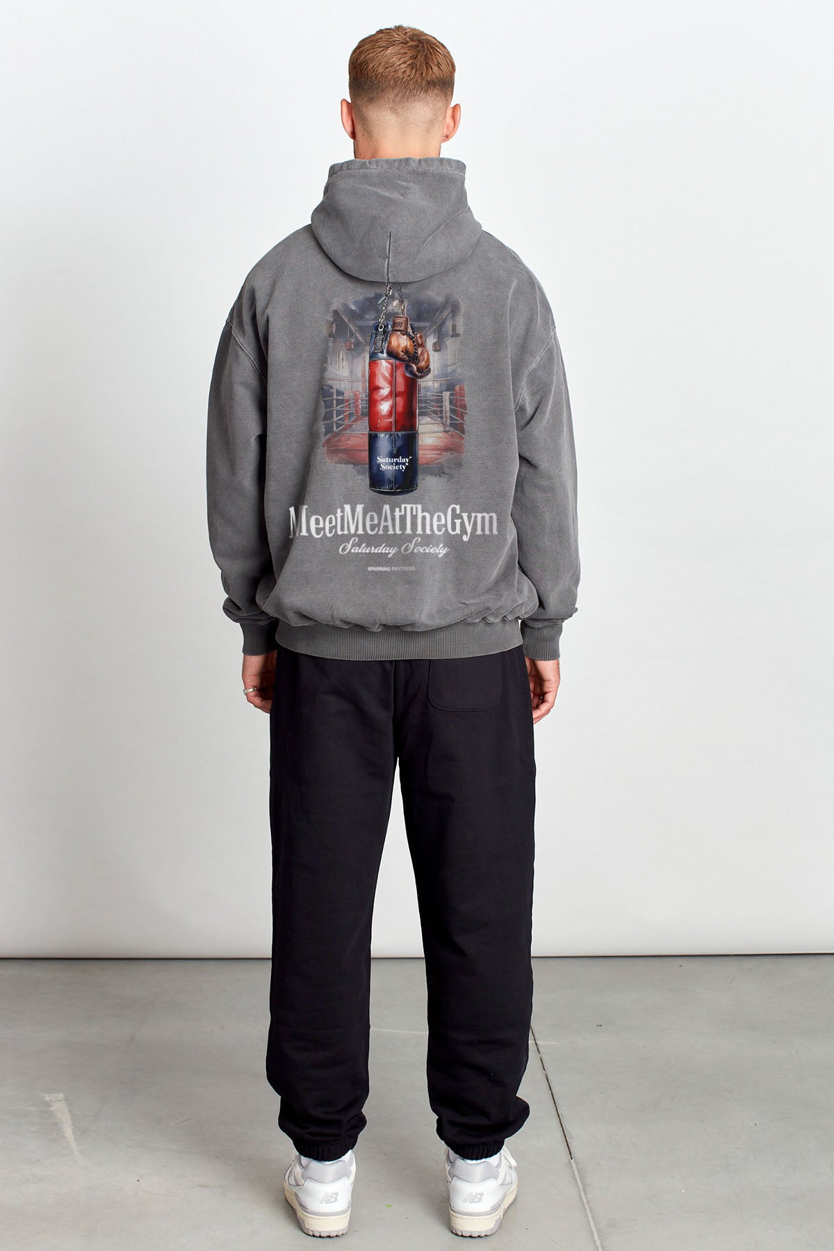 Saturday Society Meet Me At The Gym Hoodie in Washed Grey