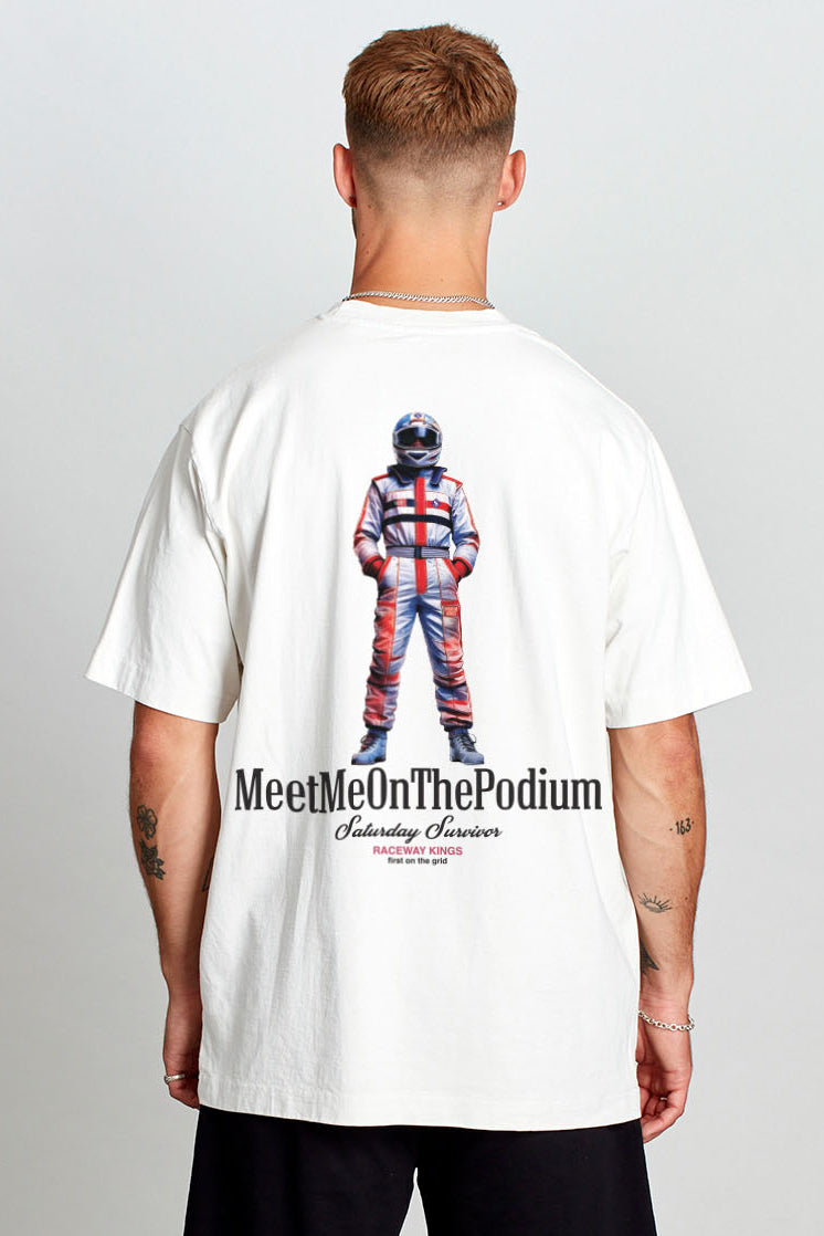 Saturday Society Meet Me On The Podium T-shirt in Vintage White