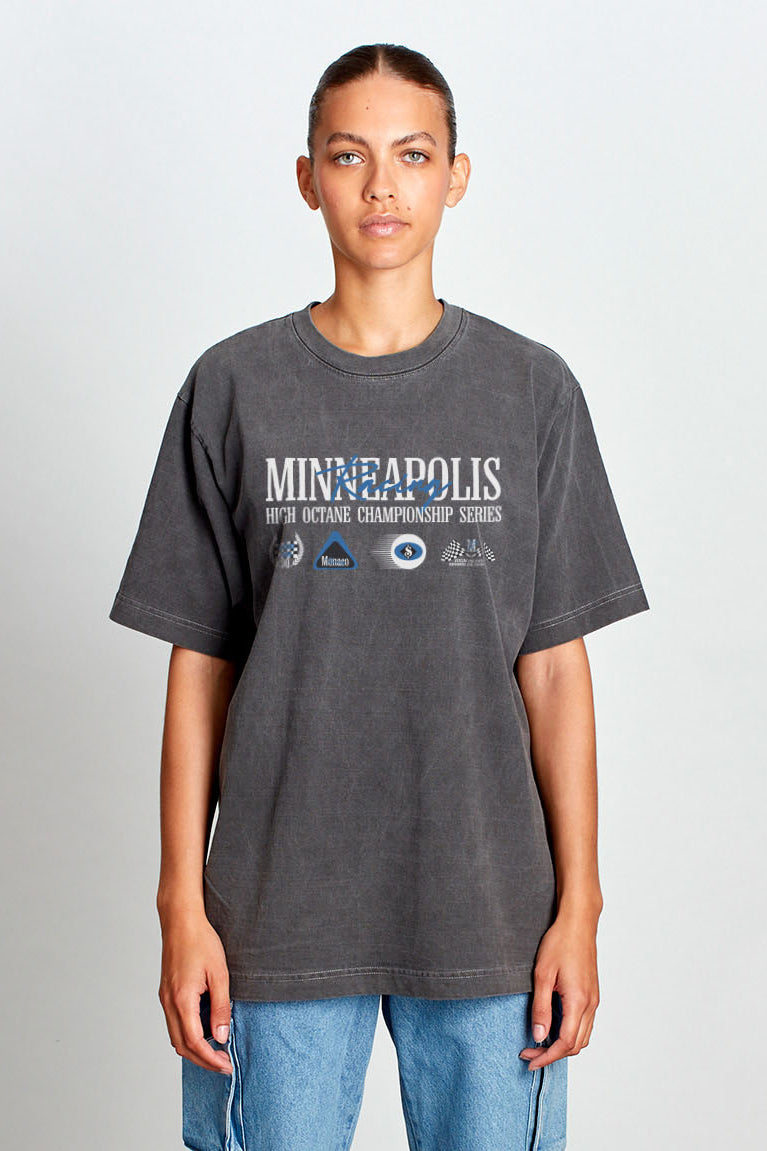 Saturday Society Minneapolis Racing T-shirt in Washed Grey