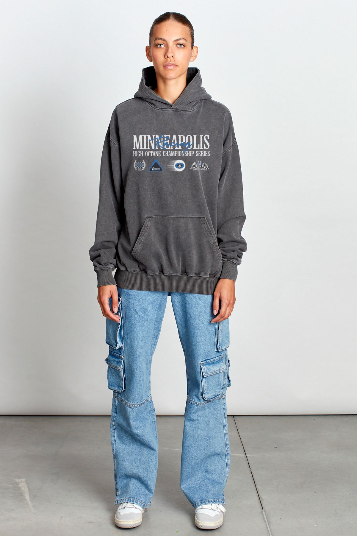 Saturday Society Minneapolis Racing Hoodie in Washed Grey