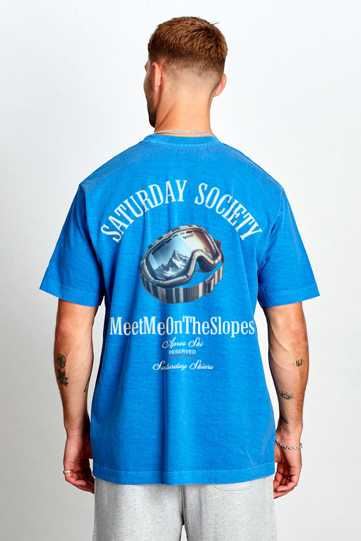 Saturday Society Meet Me On The Slopes T-shirt in Federal Blue