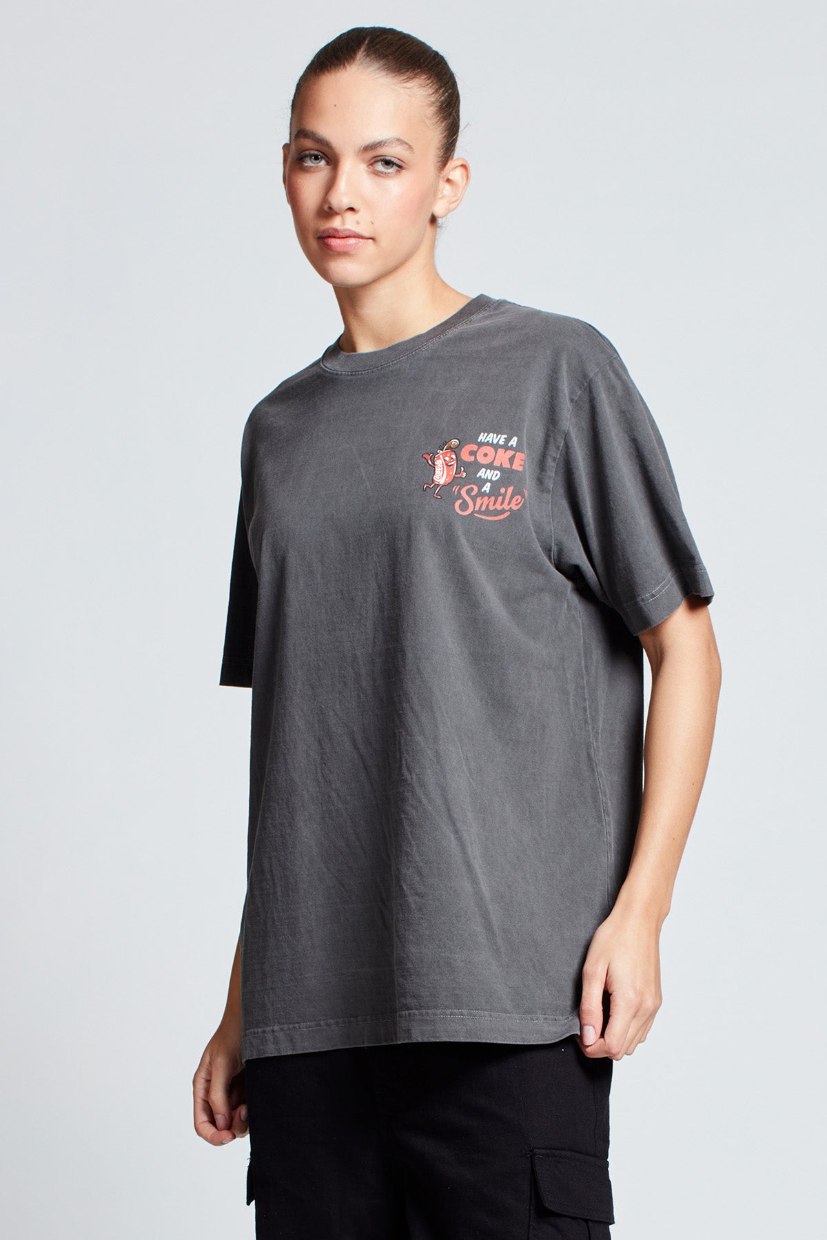 Coca-Cola Smile T-shirt in Washed Grey