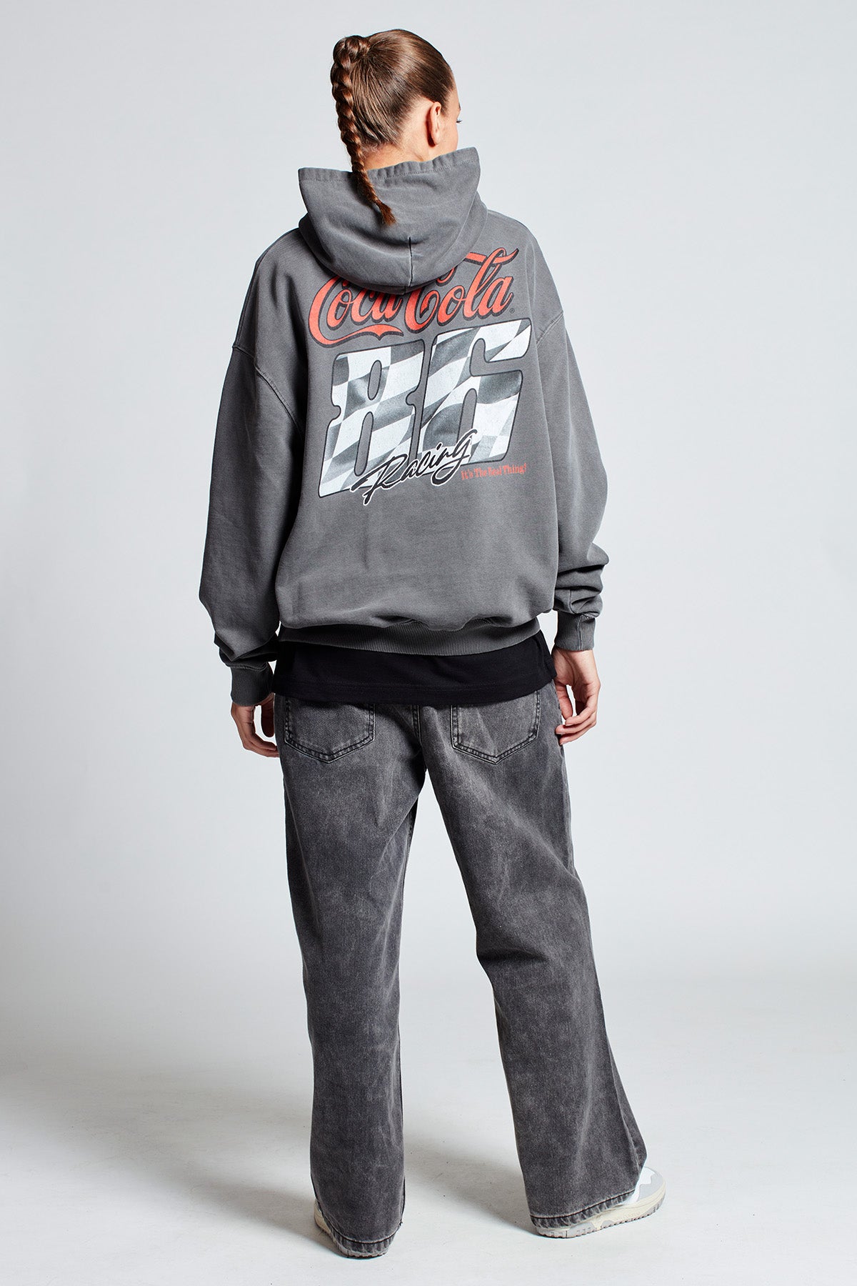 Coca-Cola Lights Out Hoodie in Washed Grey